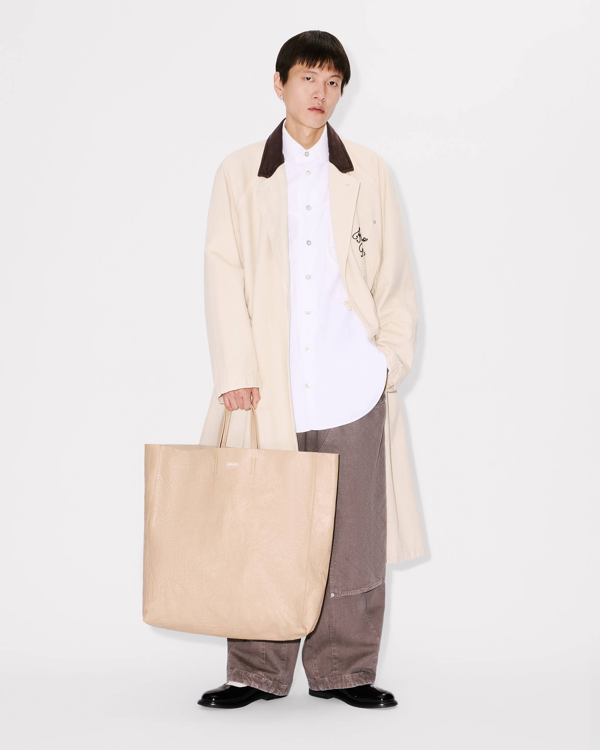 'KENZO Paper' large tote bag in leather - 5
