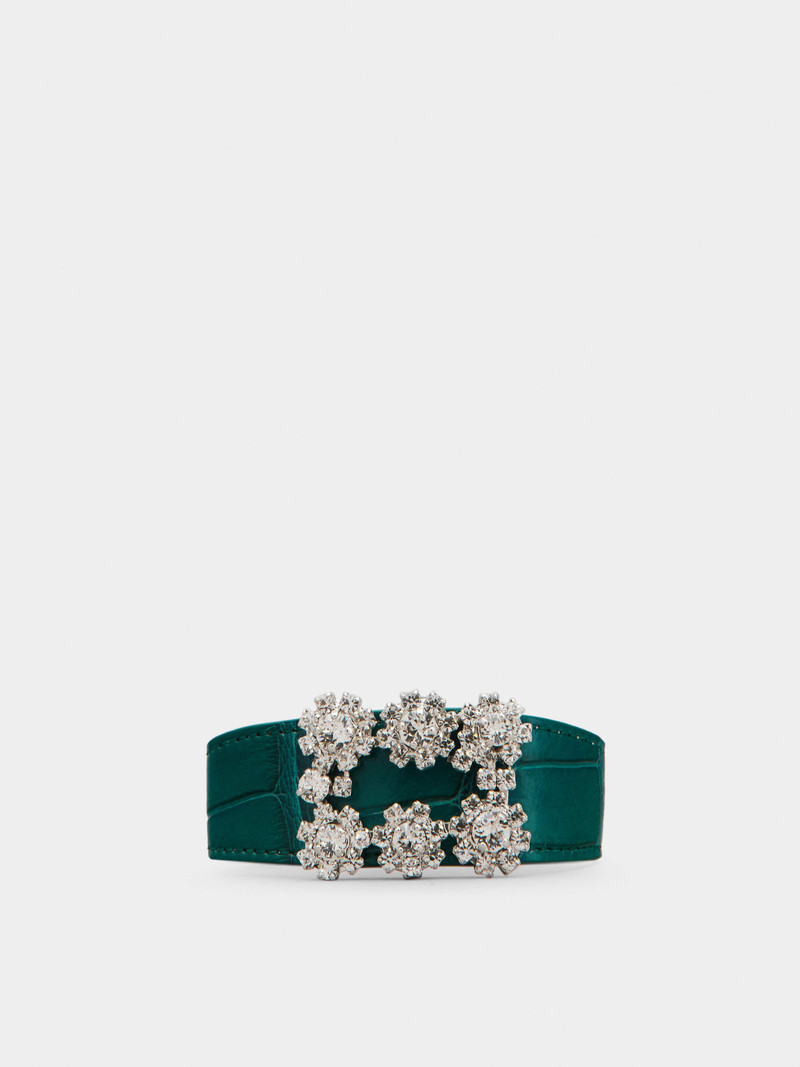 Flower Strass Buckle Bracelet in Crocodile 1