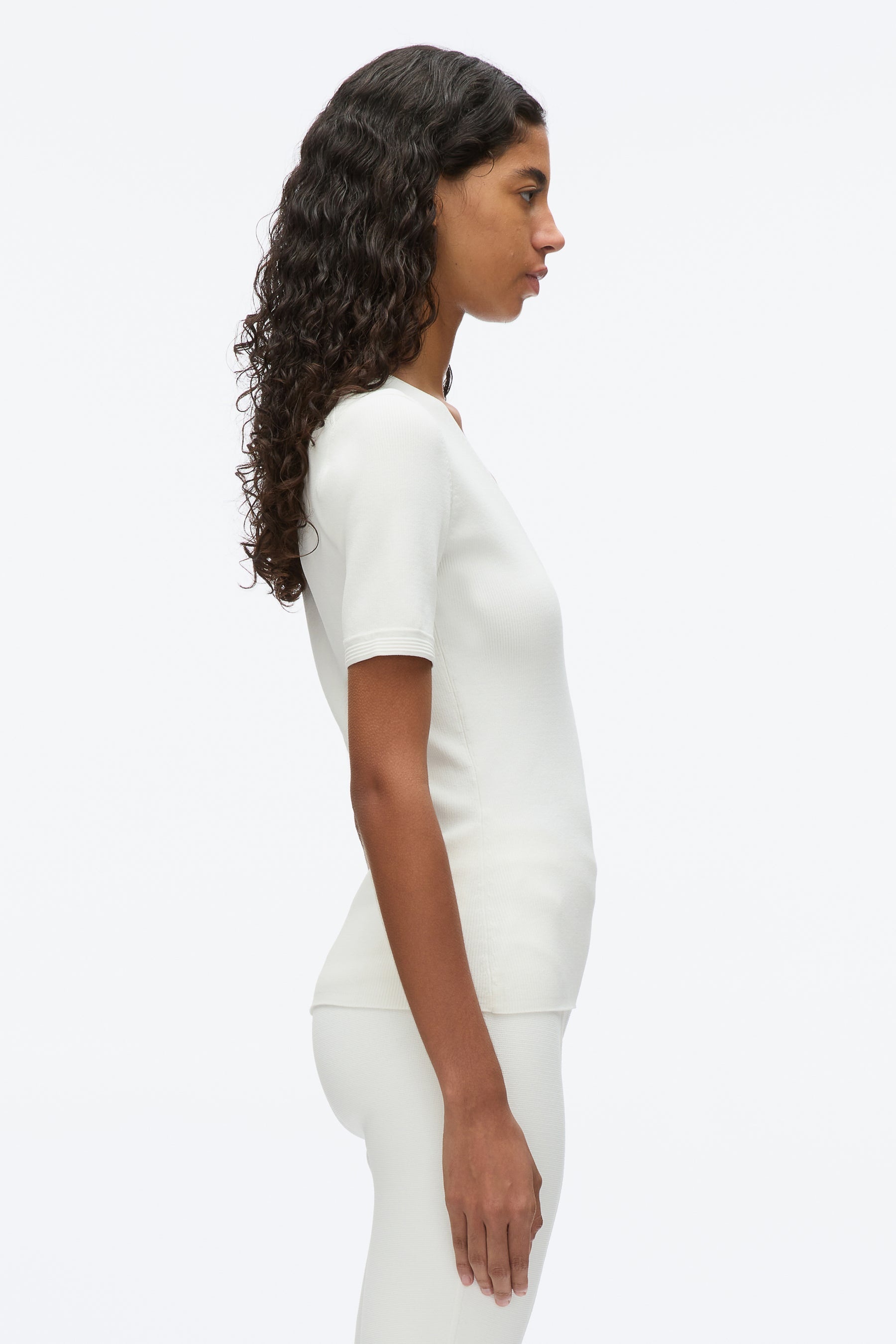 Compact Rib V-Neck Tee - 4
