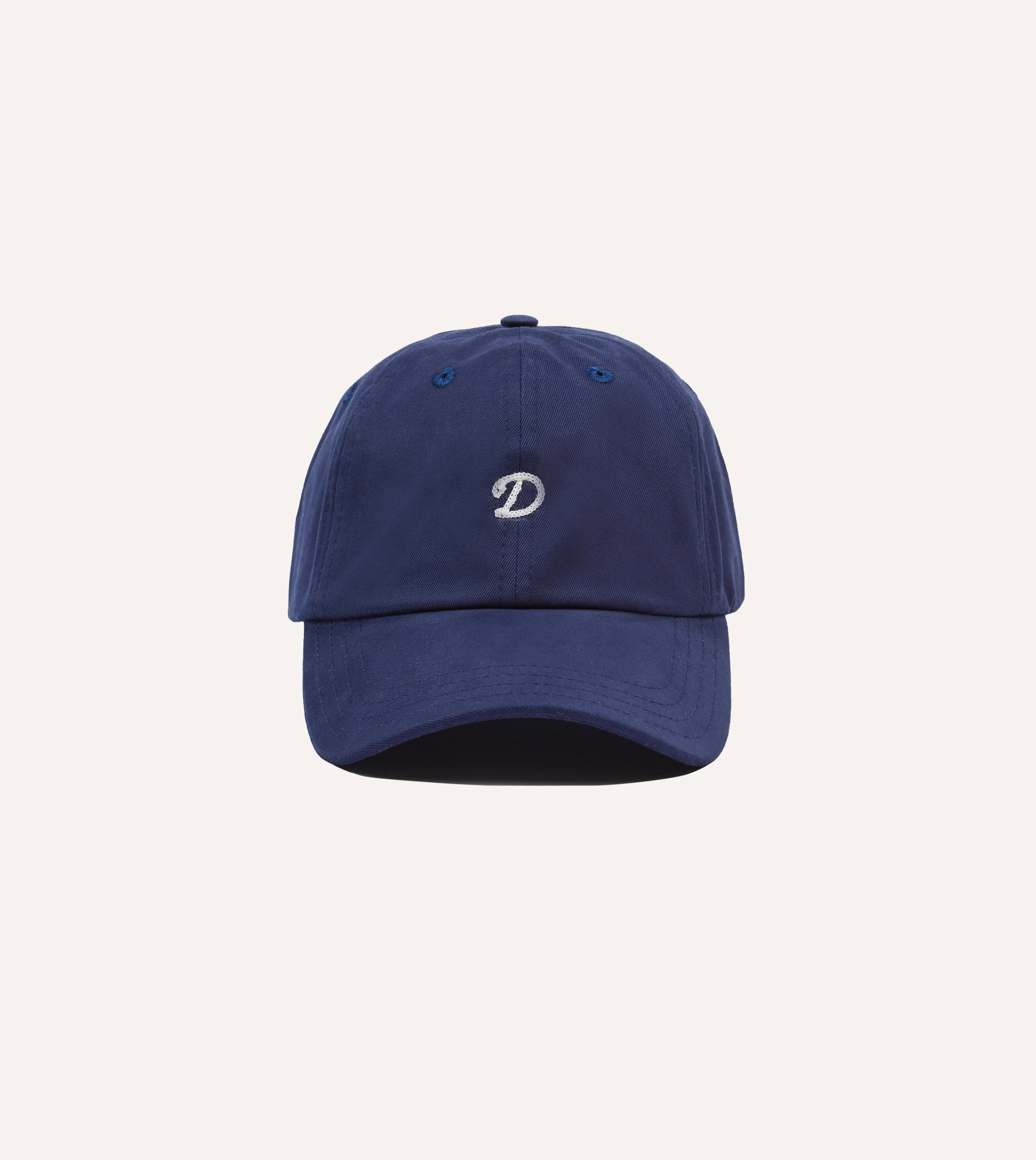 Navy Chainstitch 'D' Cotton Twill Baseball Cap - 1