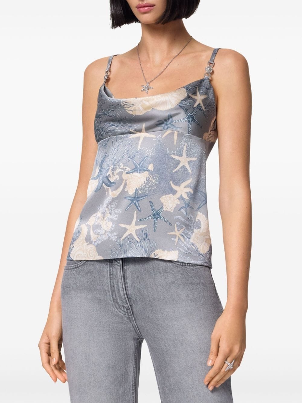 Barocco Sea cowl-neck silk top - 3