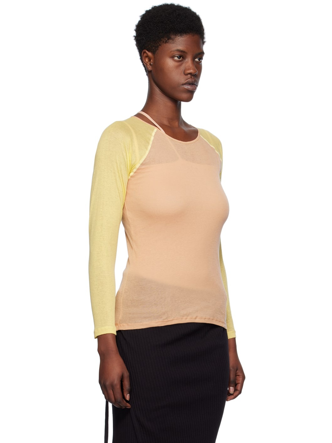 Beige & Yellow Gene Long Sleeve T-Shirt - 2