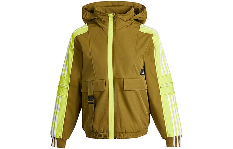 (WMNS) adidas Str Jkt Warm Training Sports Storage Simple Hooded Fleece Lined Jacket Yellow GP0623 - 3