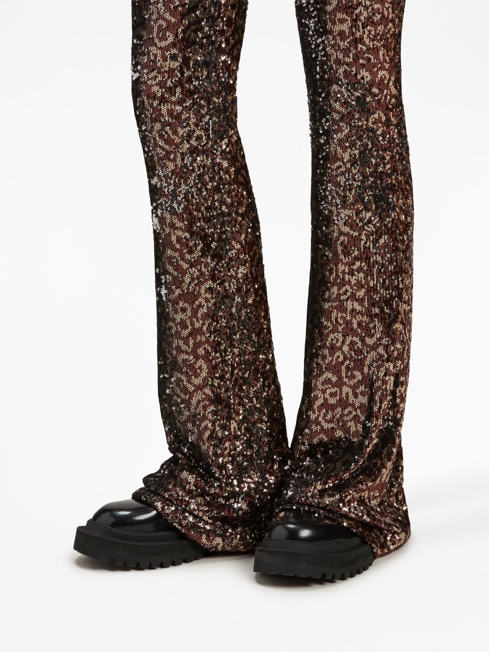 logo-tape sequin flared trousers - 6