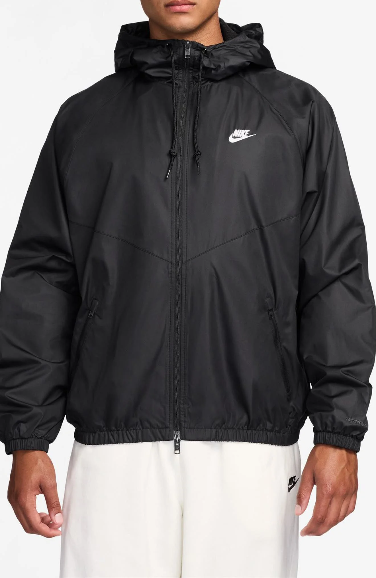 Nike Windrunner Hooded Lined Jacket in Black/White at Nordstrom - 1