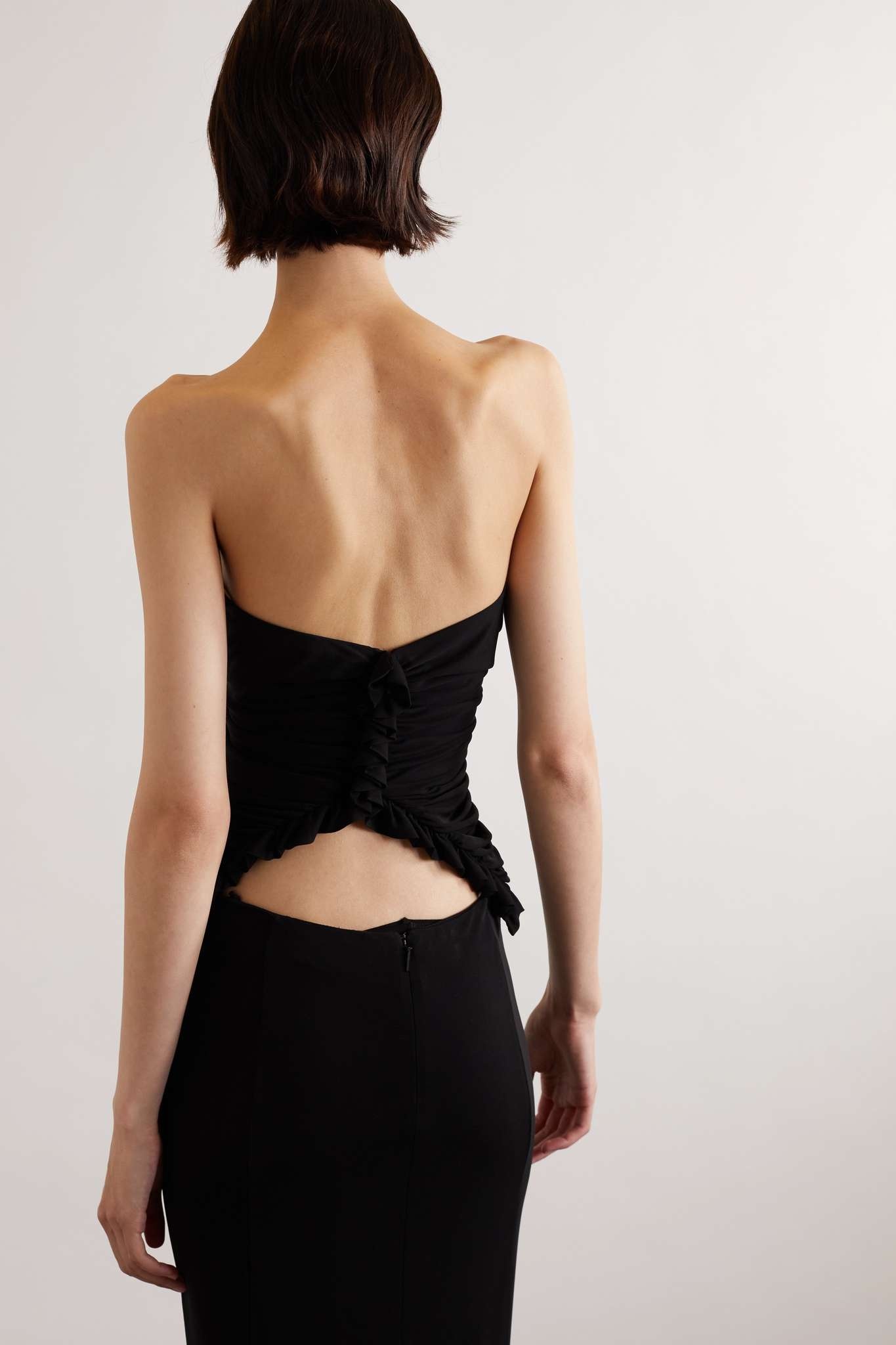 Strapless cropped ruched cotton-jersey top - 4