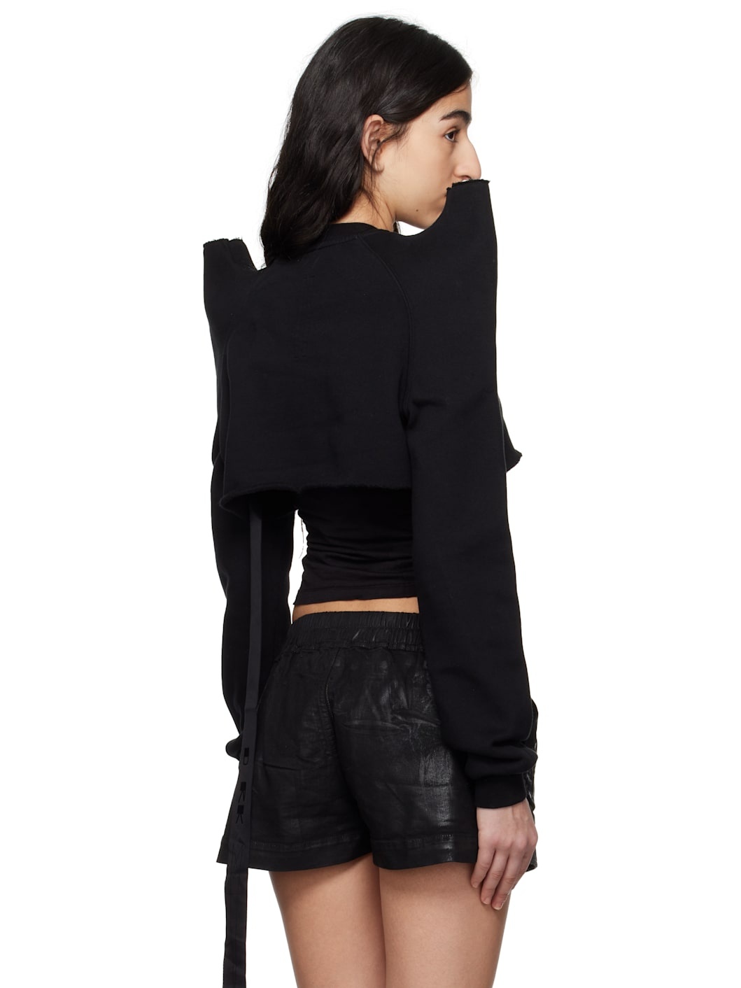 Black Hollywood Cropped Tecsweat Sweatshirt - 3
