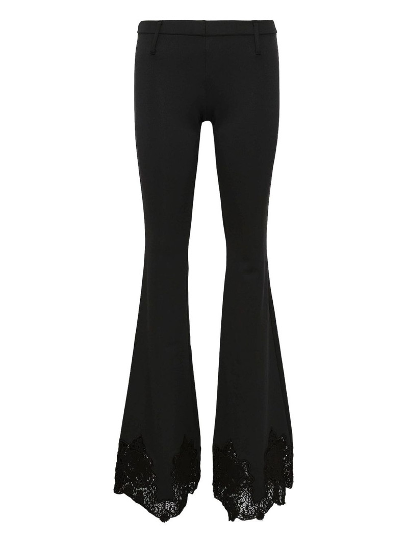 lace-hem flared trousers 1