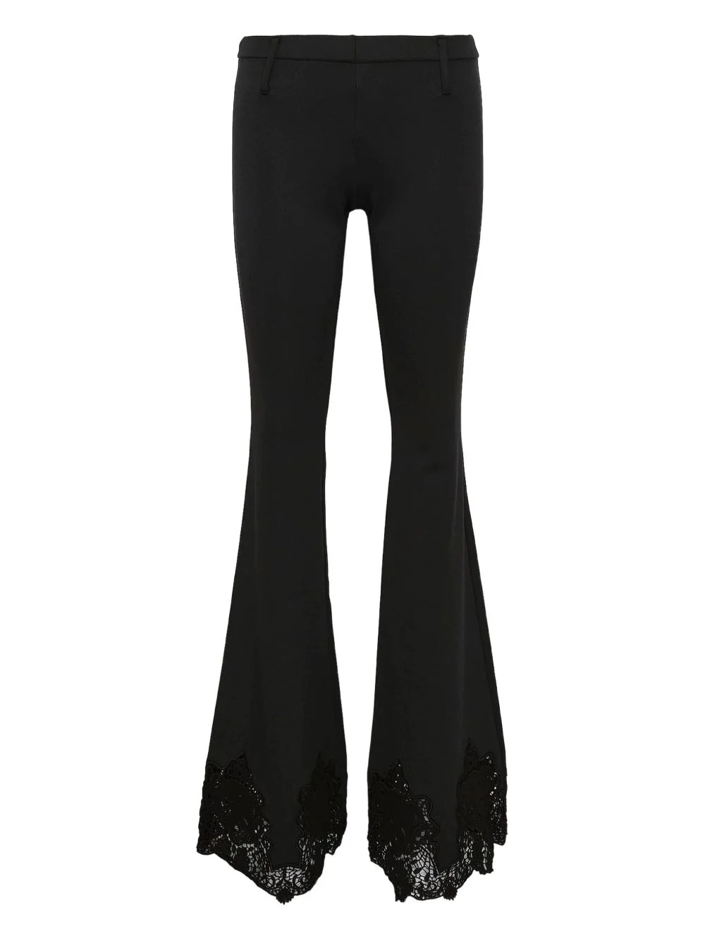 lace-hem flared trousers - 1