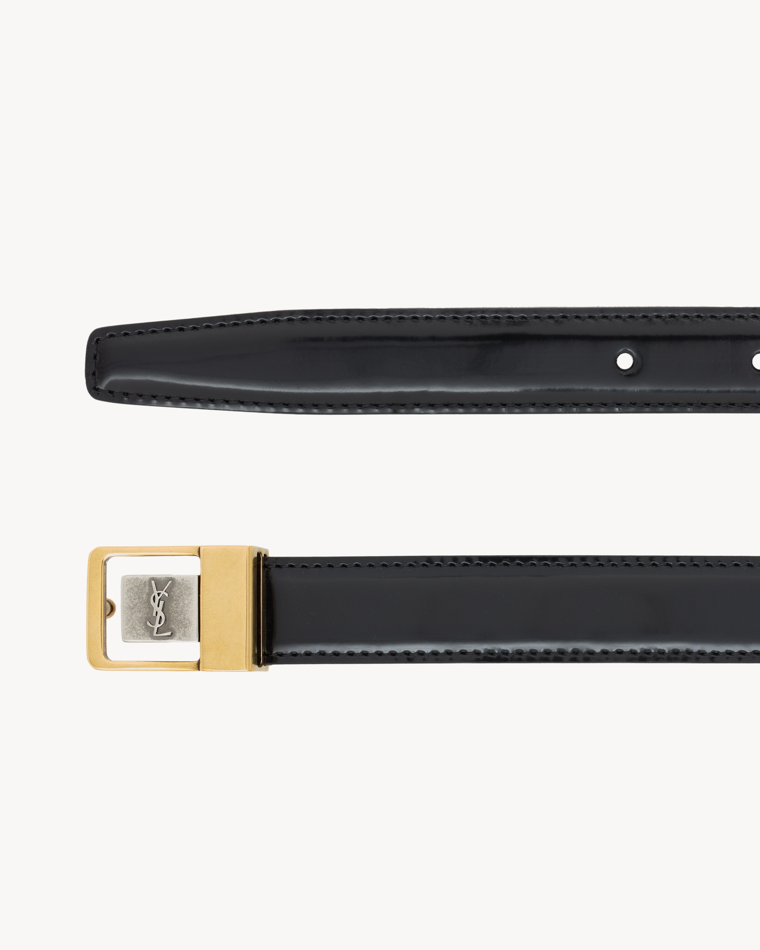 la 66 buckle thin belt in shiny leather - 2