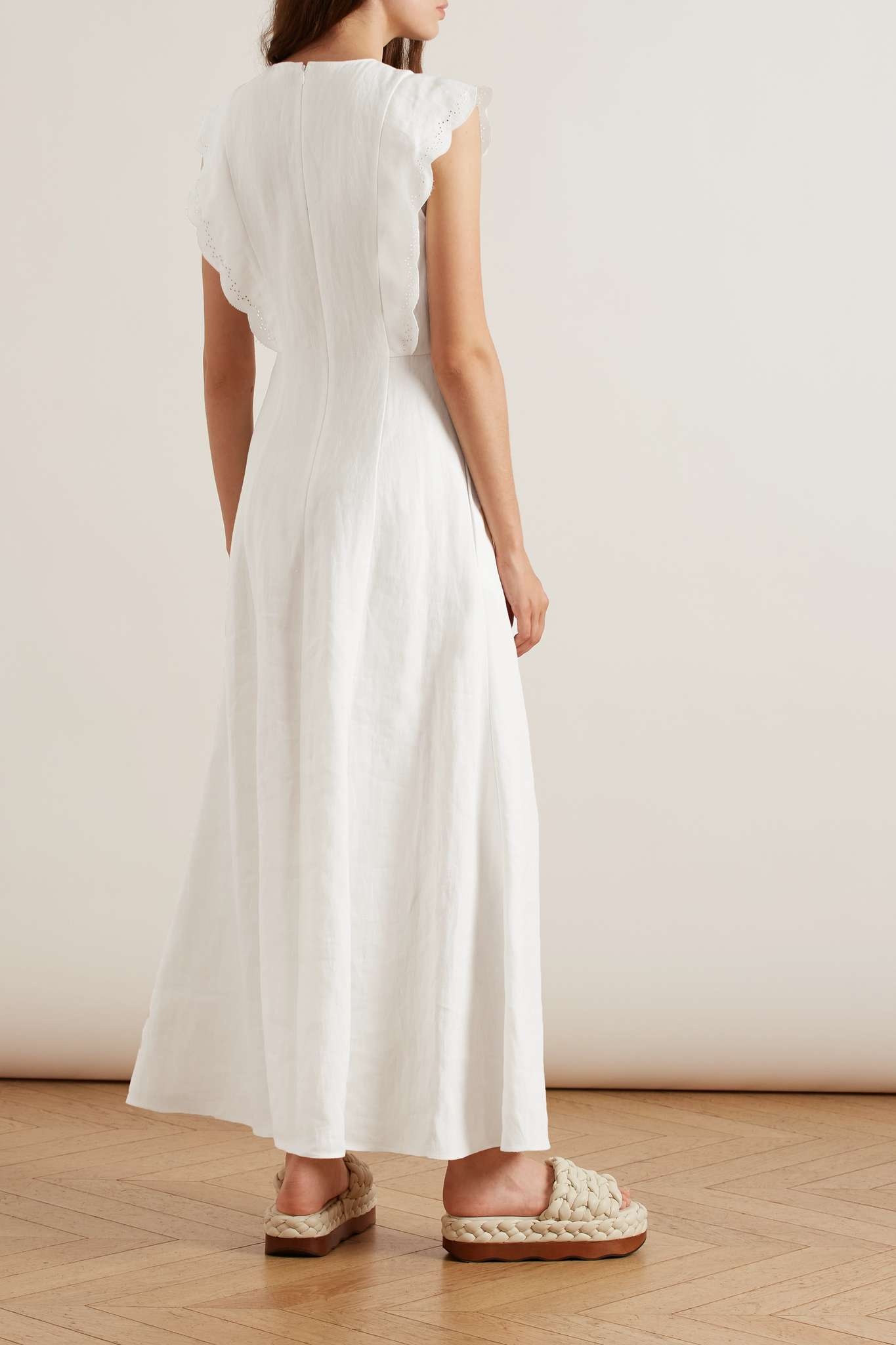 Scalloped broderie anglaise linen maxi dress - 3