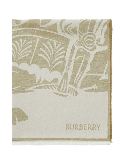 Burberry EKD logo-jacquard frayed scarf outlook