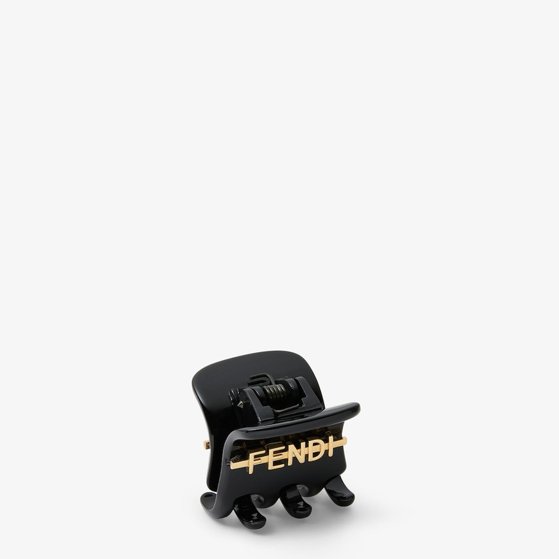 Fendigraphy hair clip Black and gold-colored metal hair clip 1