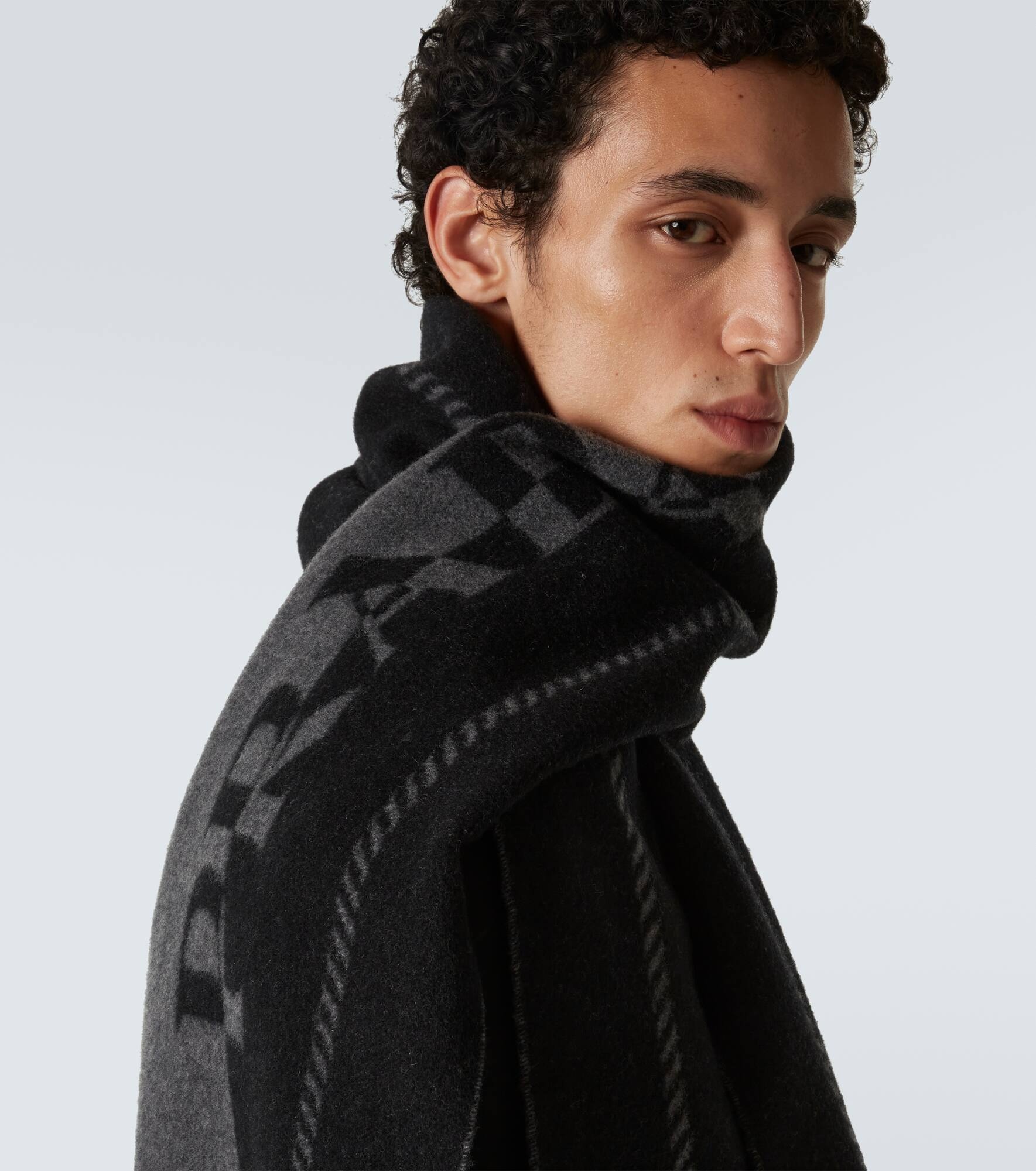 Logo wool jacquard scarf - 3