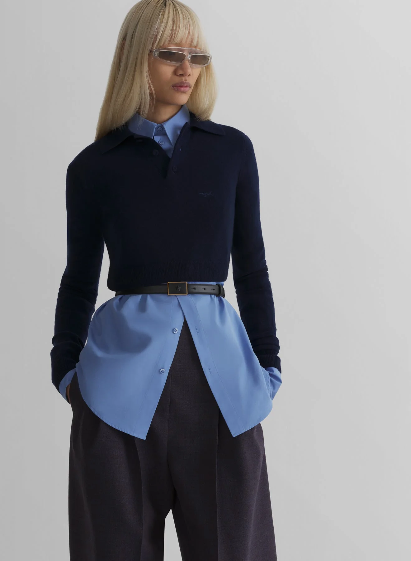 ink cashmere cropped polo - 1