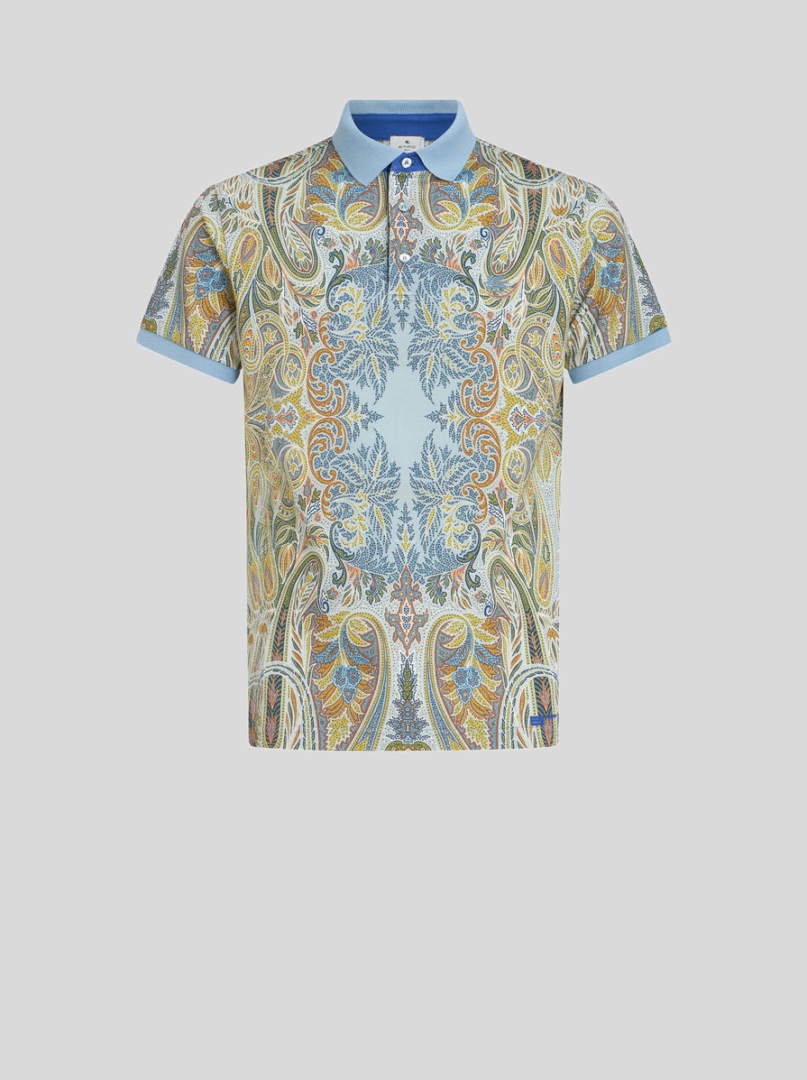 POLO SHIRT WITH PLACED PAISLEY FIGURE - 1