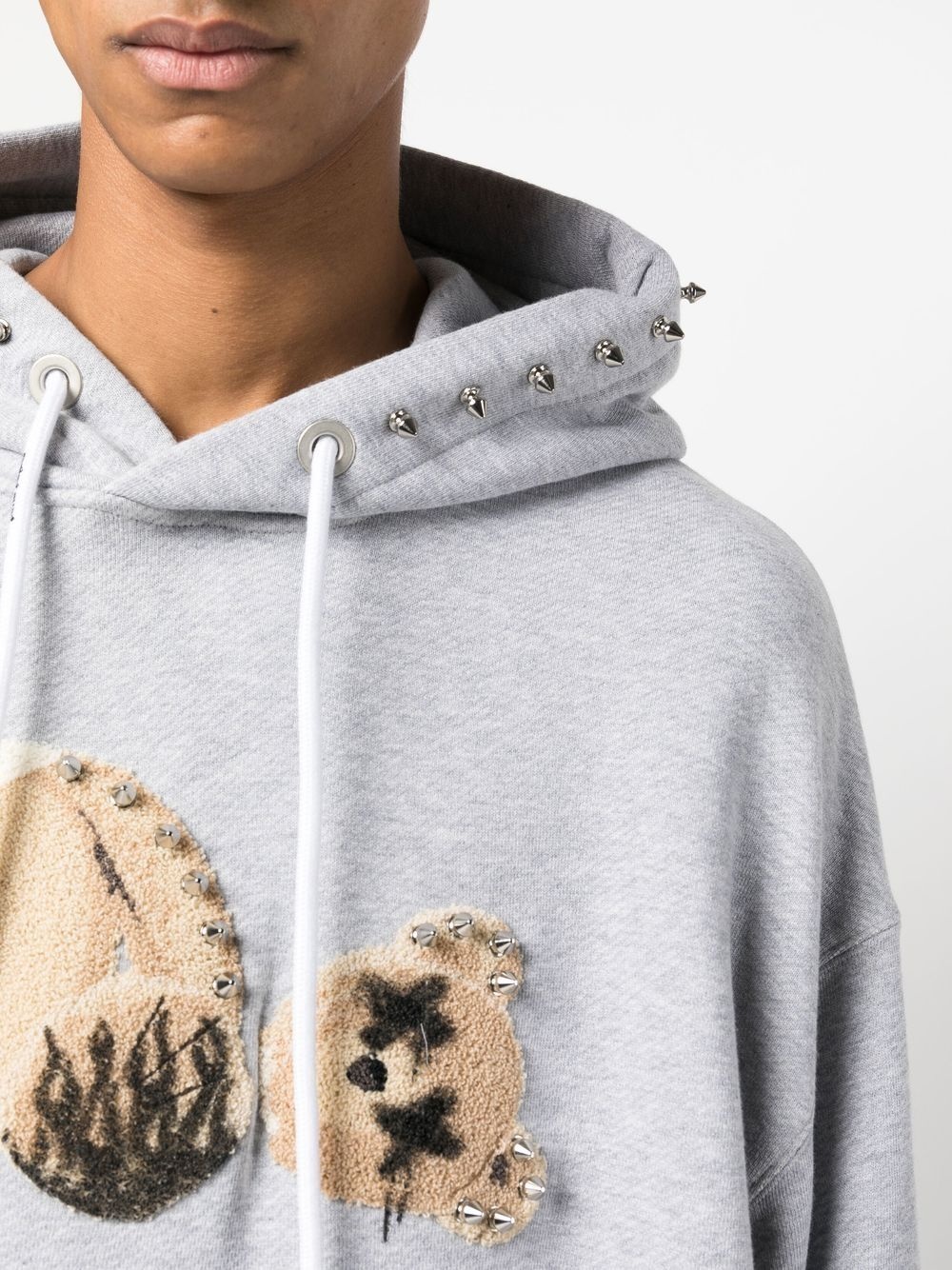 Punk bear print cotton hoodie - 3