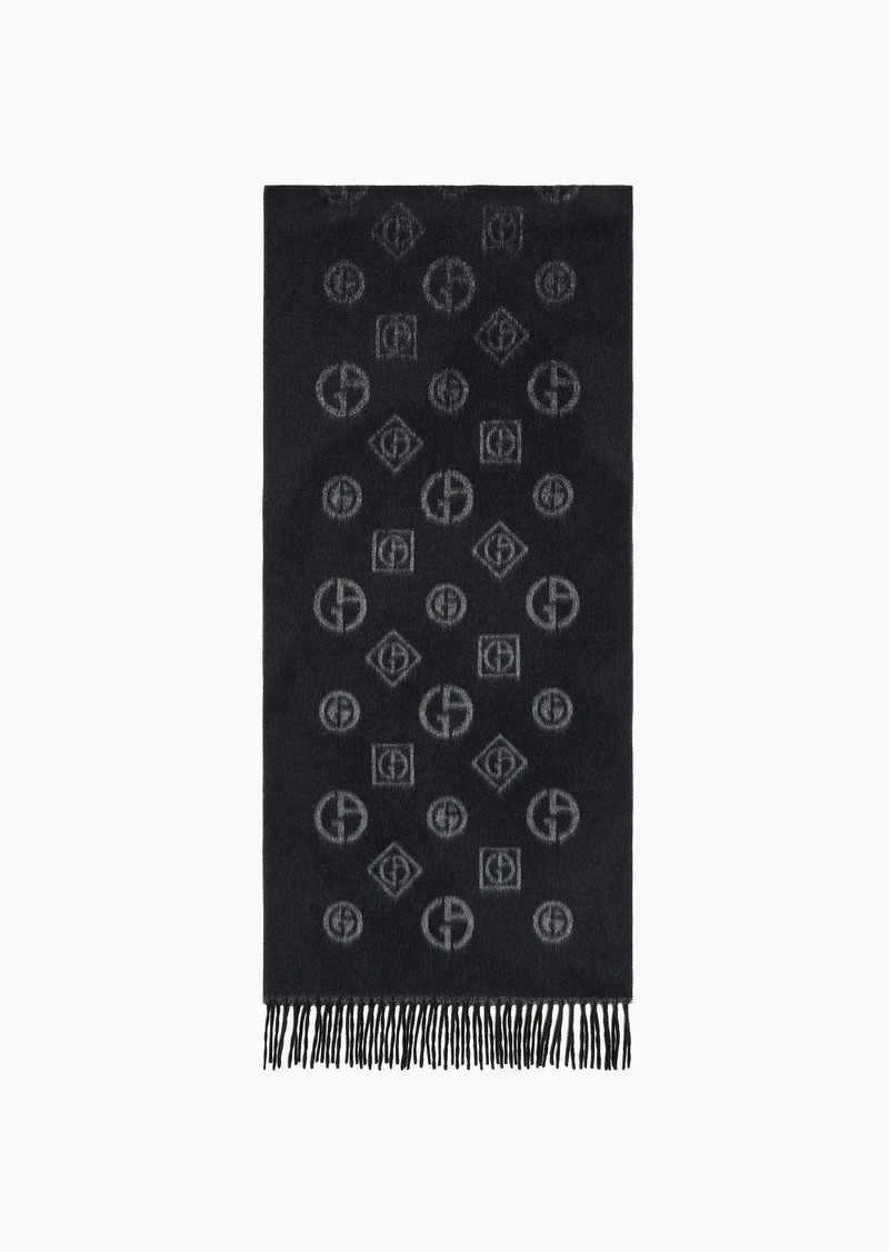 Monogram jacquard cashmere scarf 1