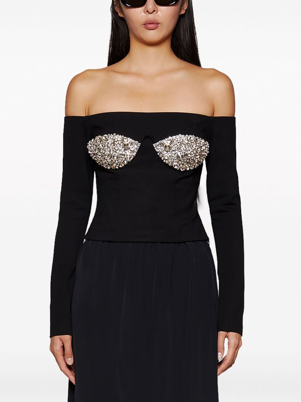 crystal-bustier off-shoulder top - 3