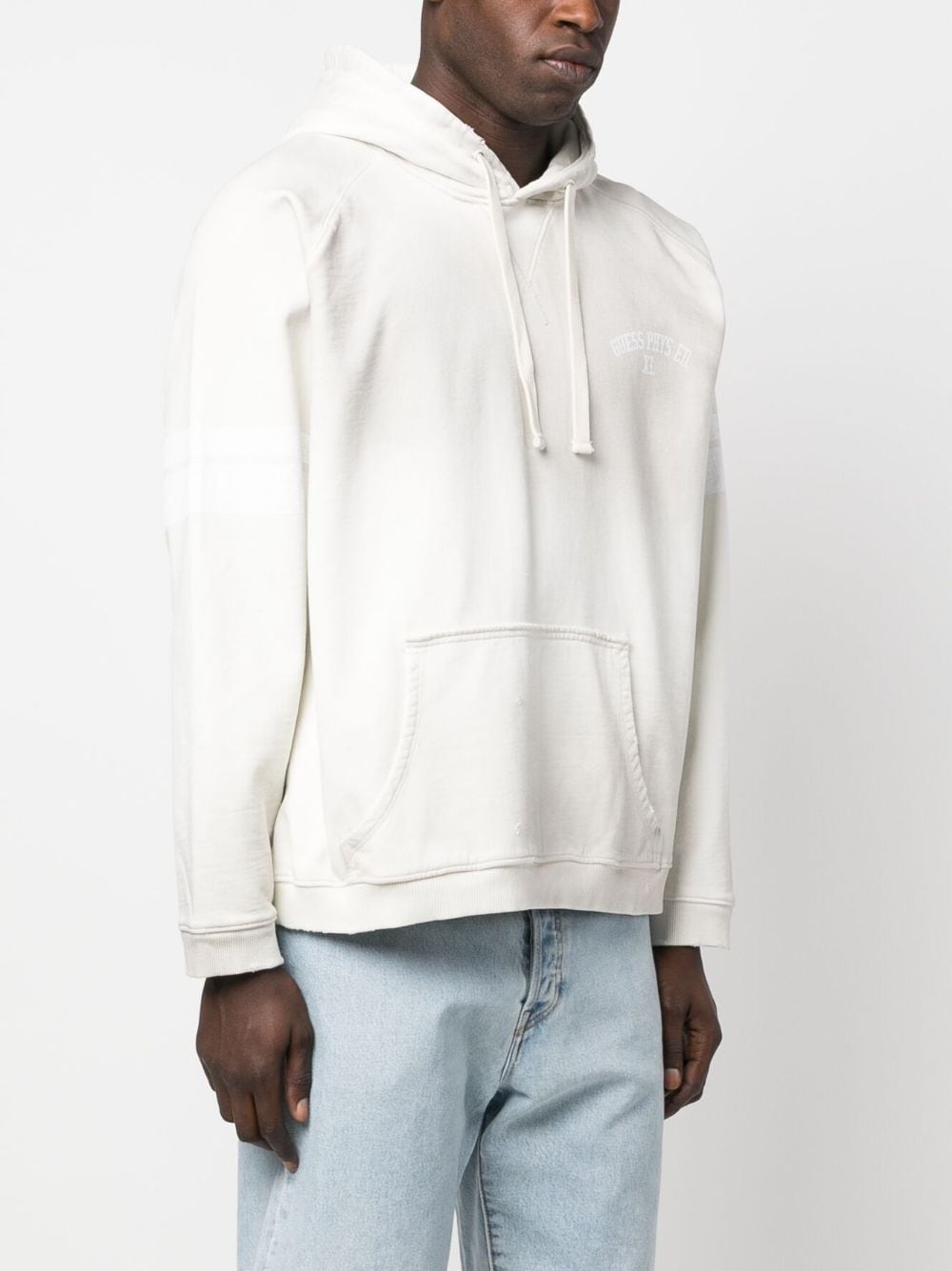 slogan-print striped hoodie - 3