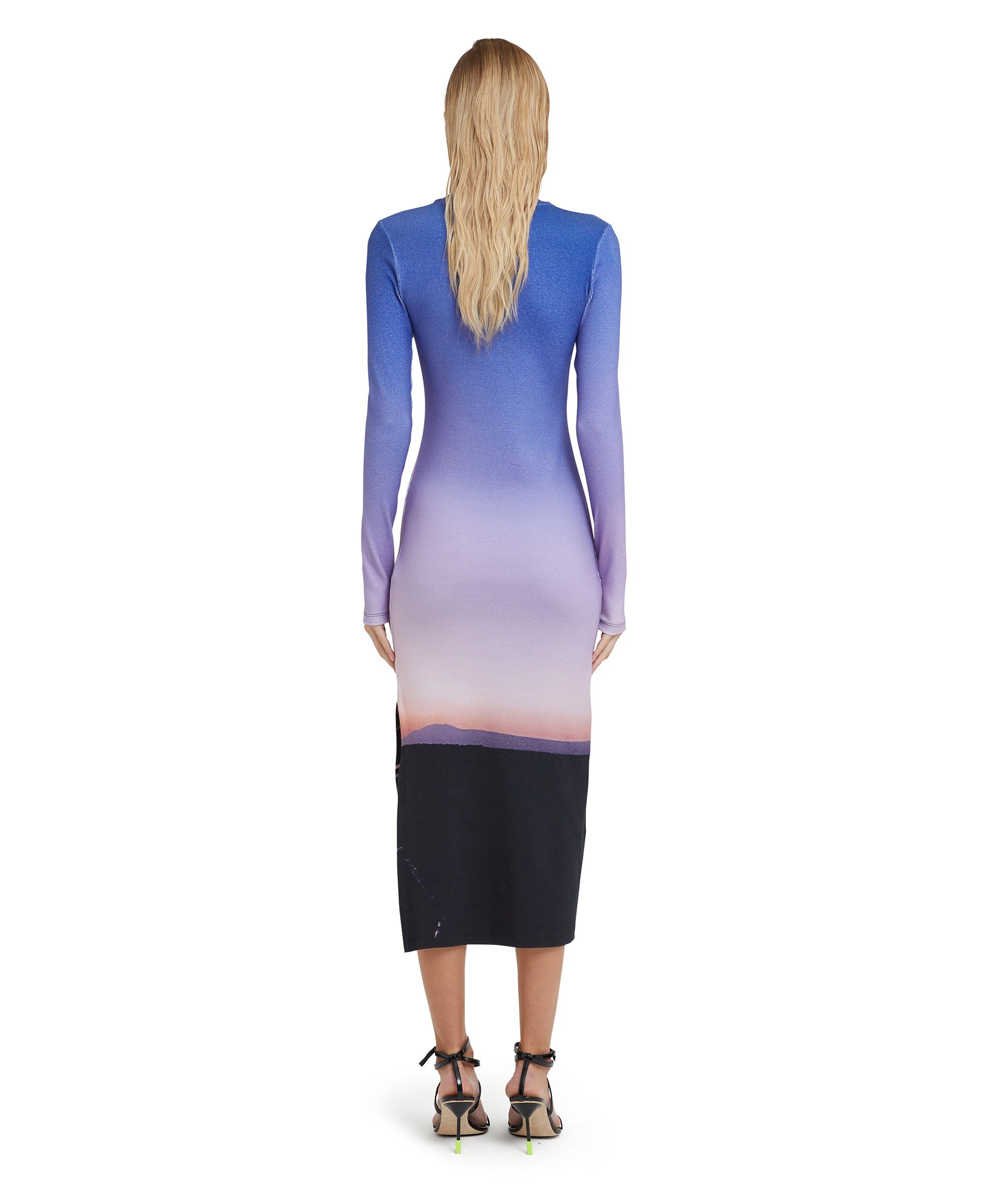 Ribbed jersey dress with "Tanzanian purple sky" print - 3