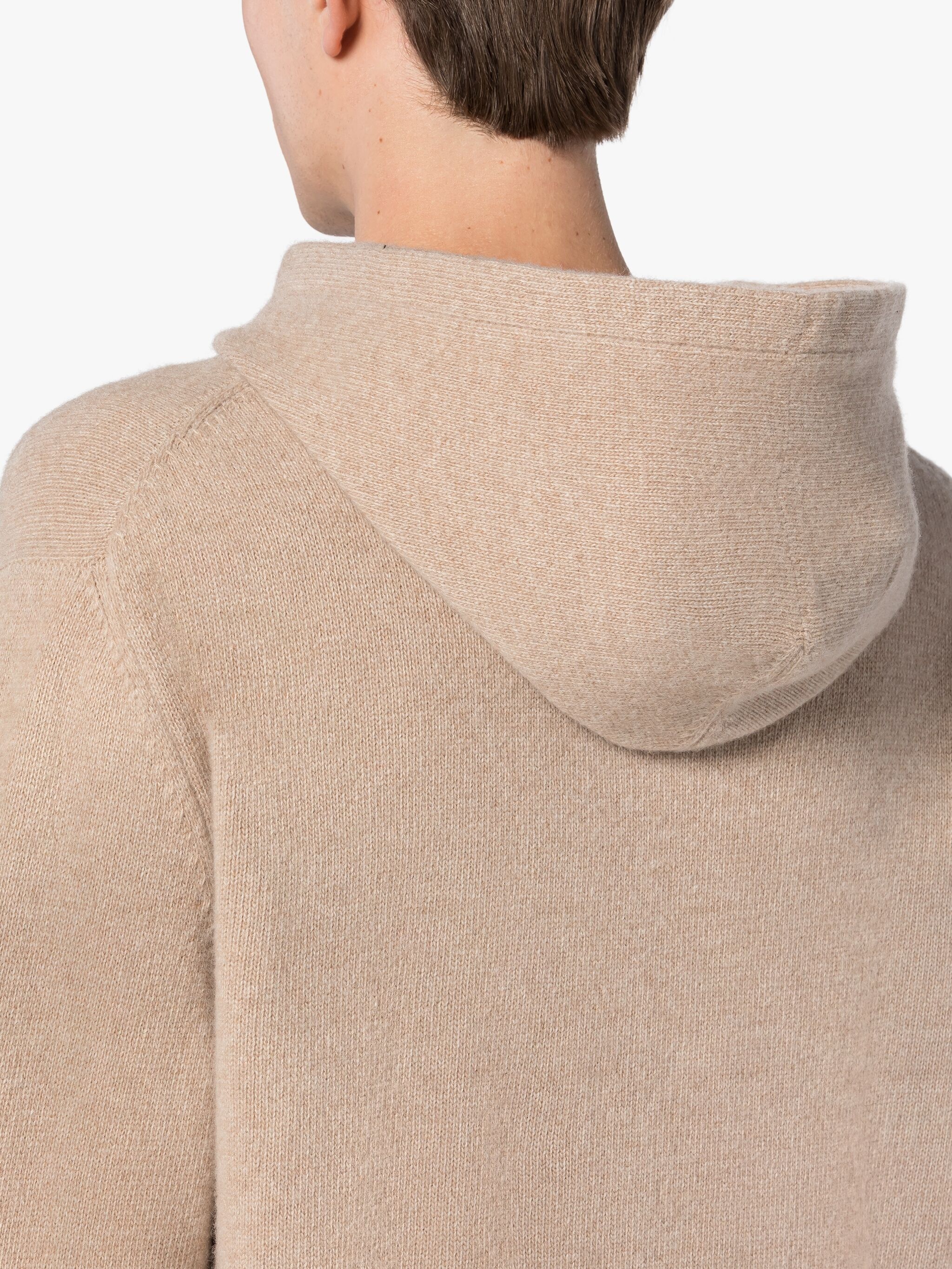 WIVERTON BEIGE MERINO WOOL & CASHMERE HOODED SWEATER - 5