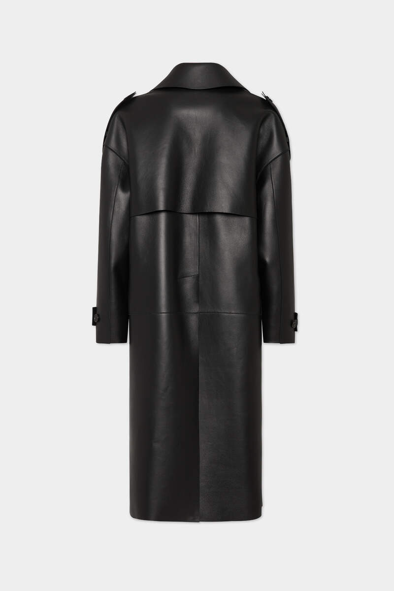 80S KIODO BELTED LEATHER TRENCH - 2