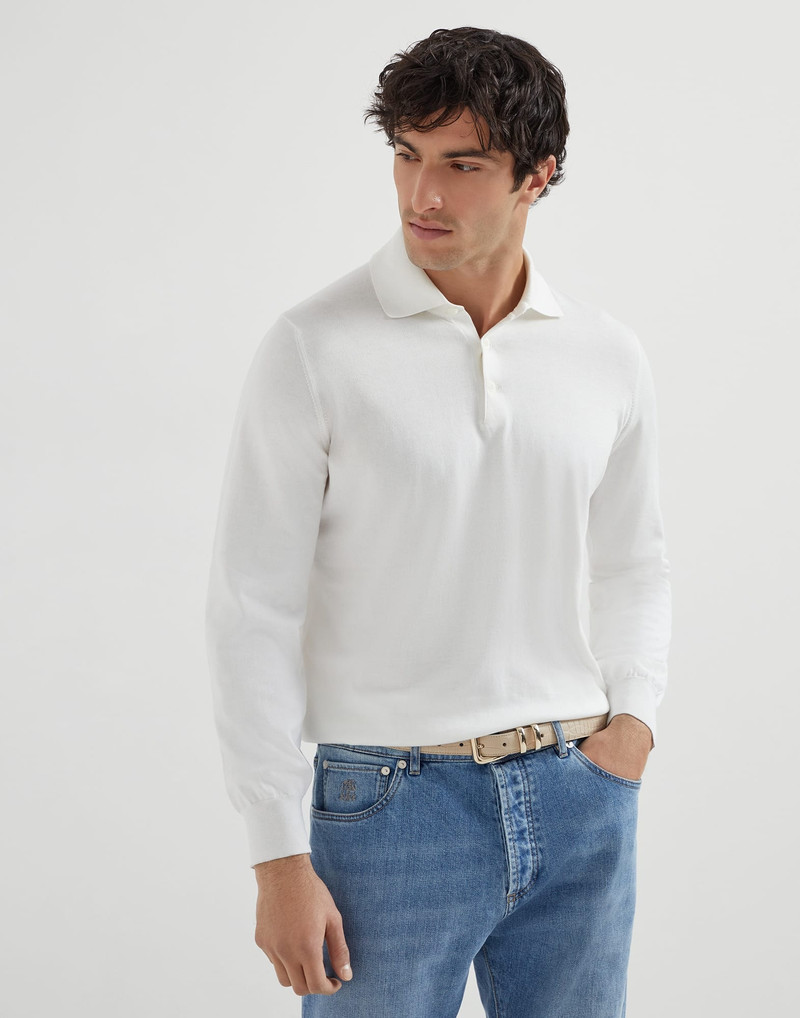 Cotton lightweight knit polo shirt - 1