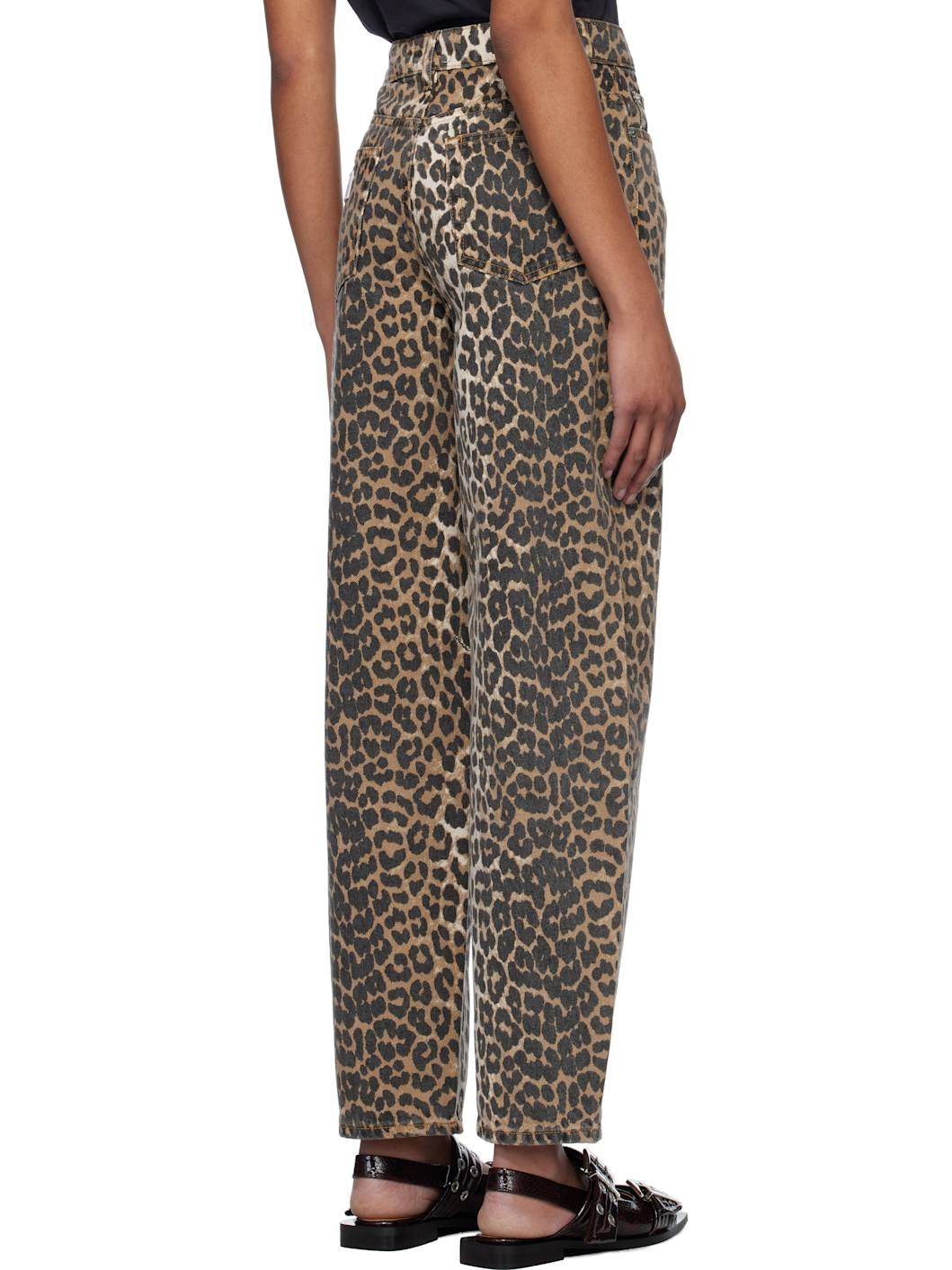 Brown Leopard Denim Stary Jeans - 3