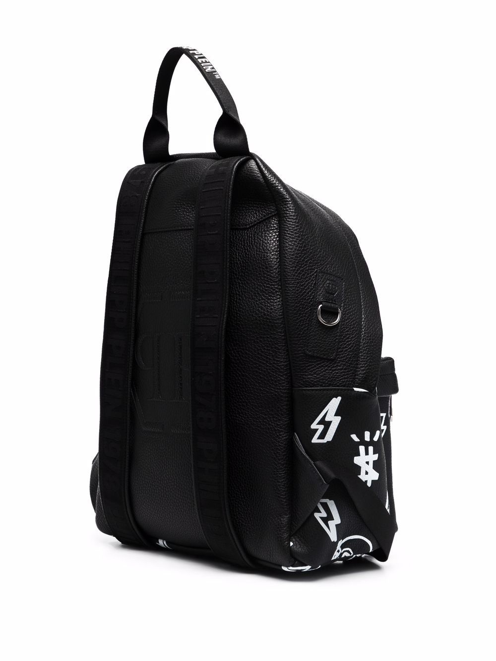 monogram-print leather backpack - 3