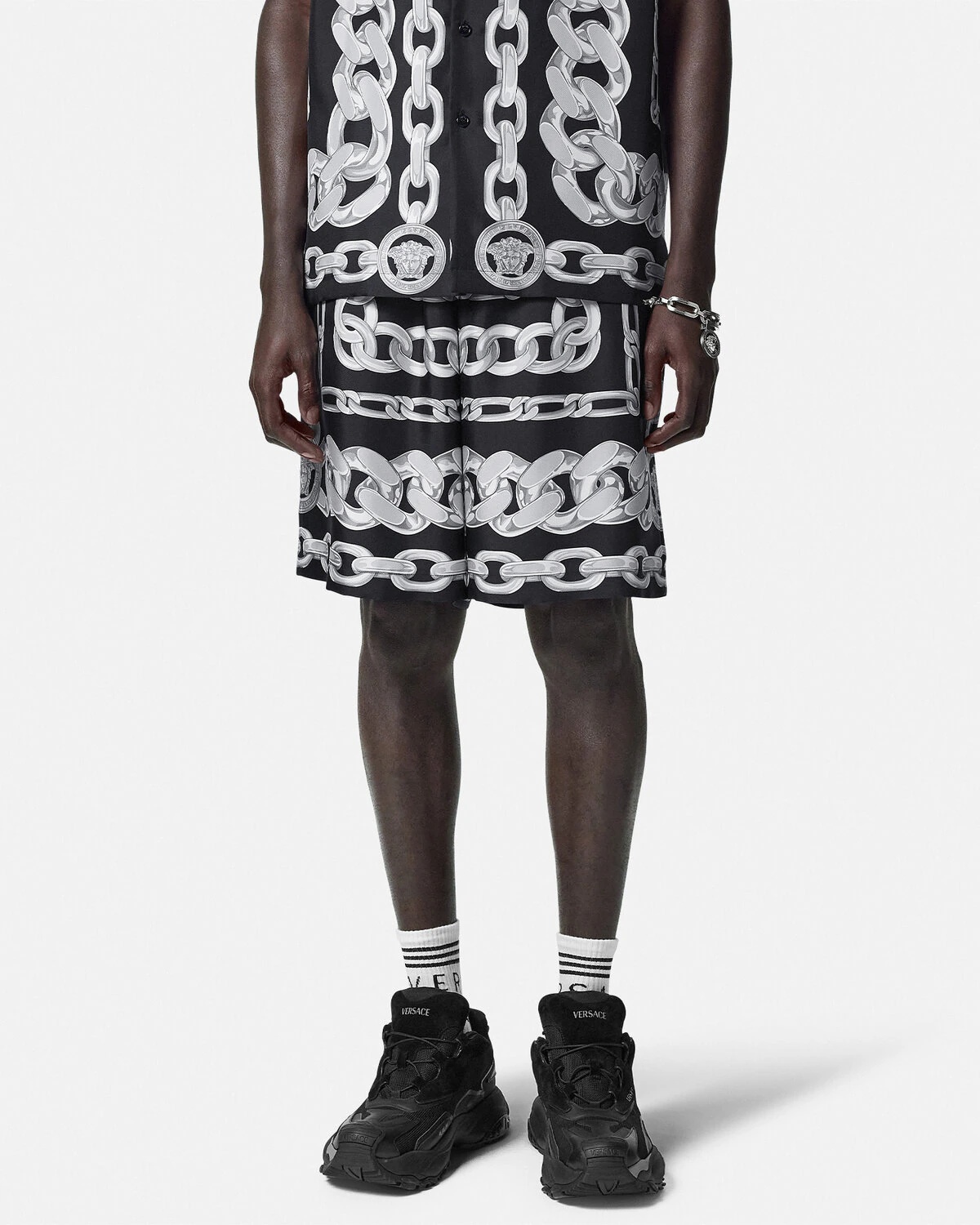 Medusa Chains Silk Shorts - 4