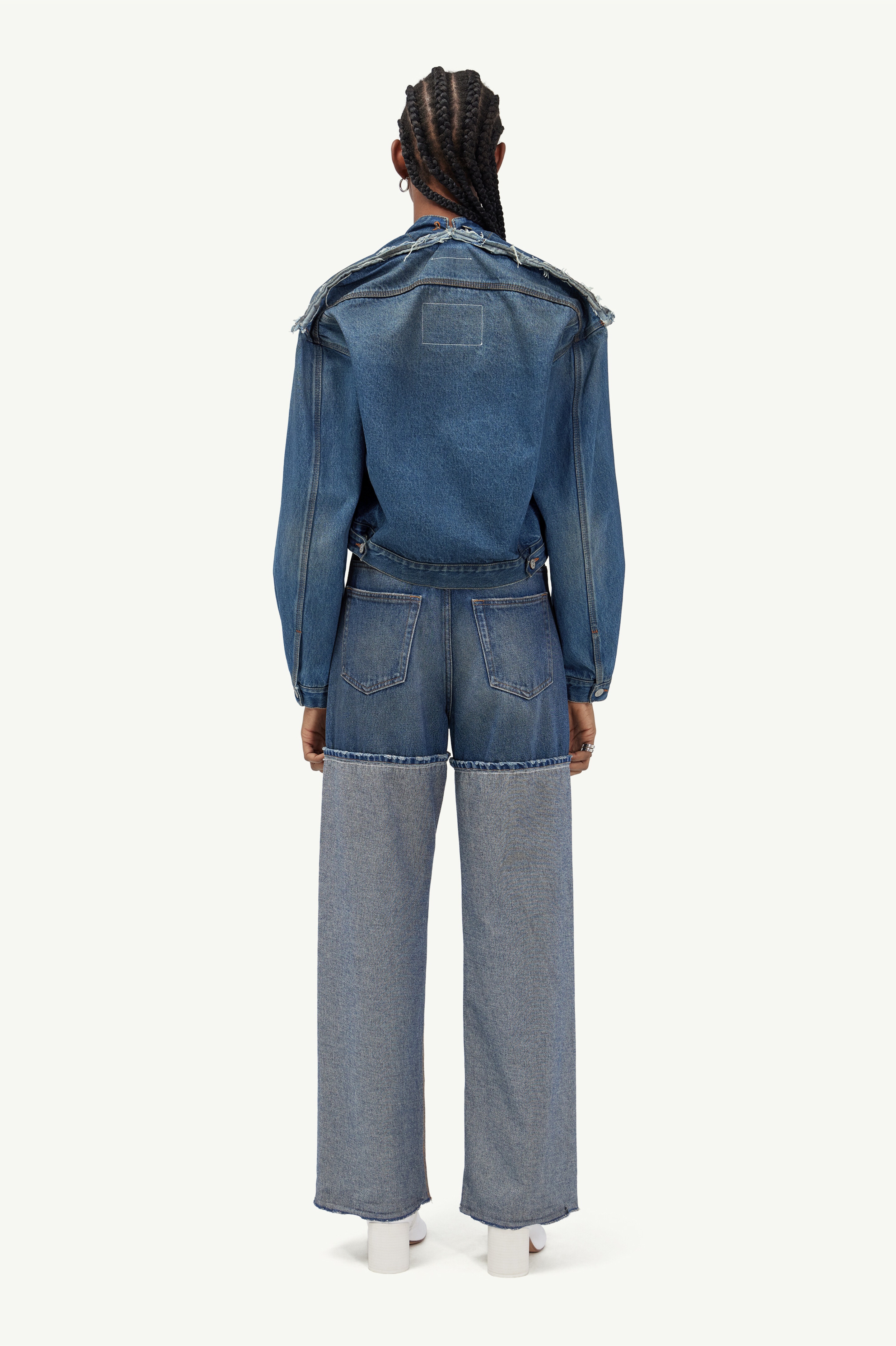 Collarless denim jacket - 4