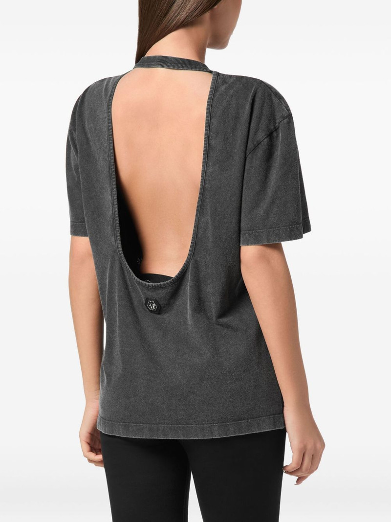 sequin-embellished open-back T-shirt 4
