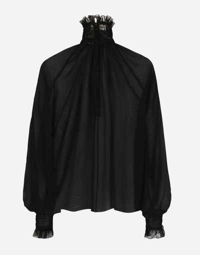 Dolce & Gabbana Chiffon blouse with smock-stitch detailing outlook