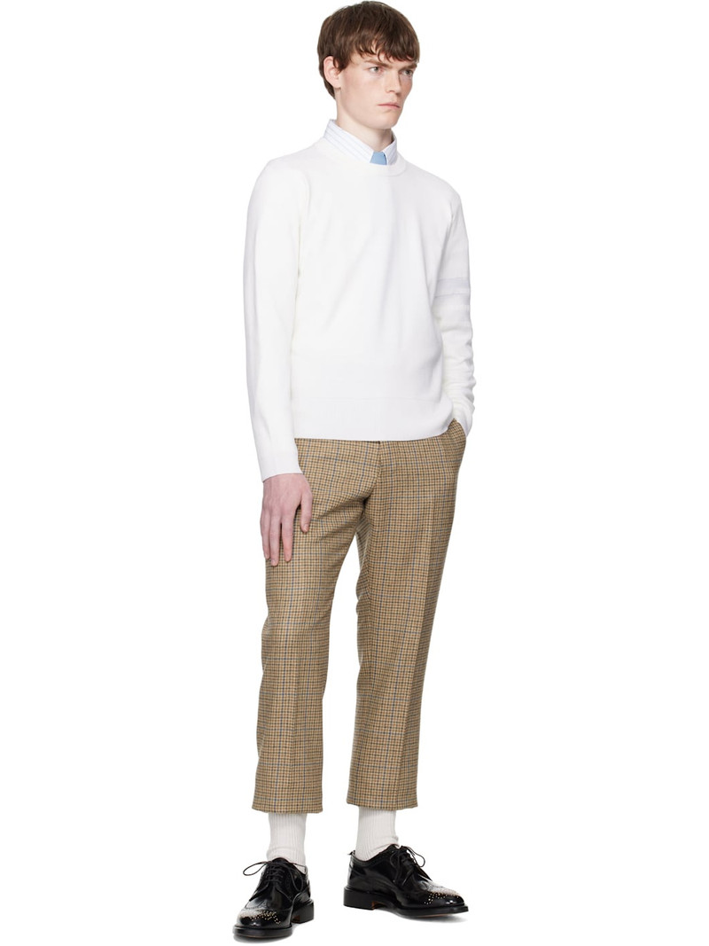 Thom Browne Off-White Merino Wool Double Face 4-Bar Sweater outlook