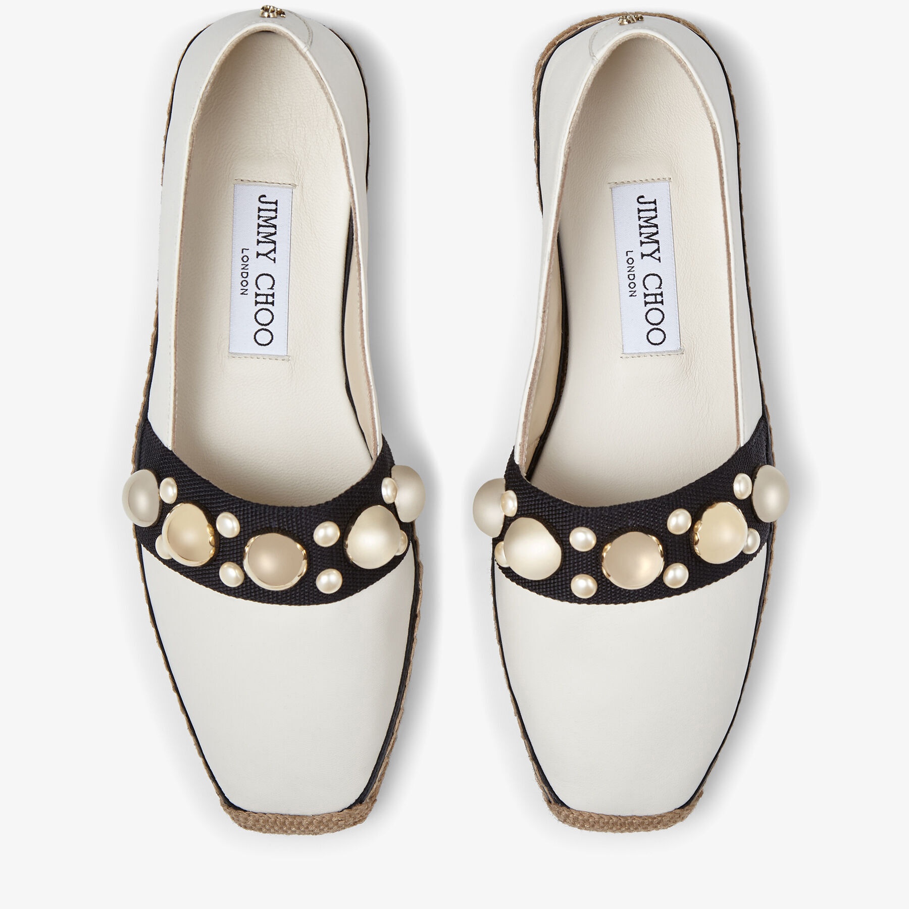 Dru Flat
Latte Nappa Leather Espadrilles with Studs and Pearls - 5