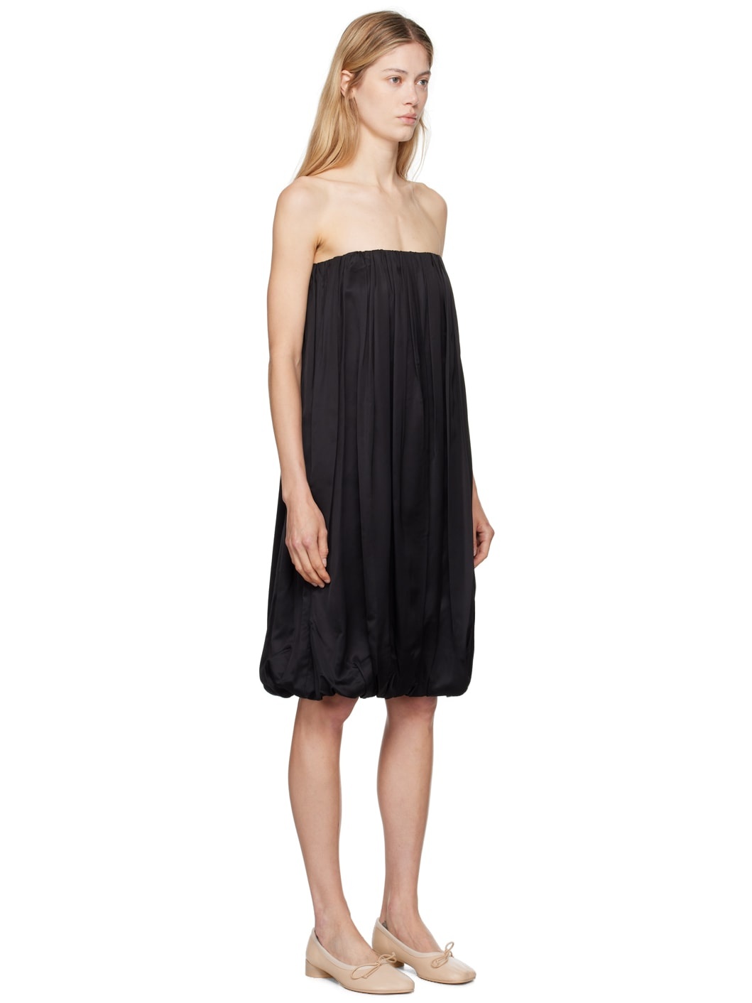 Black Gathered Minidress - 2
