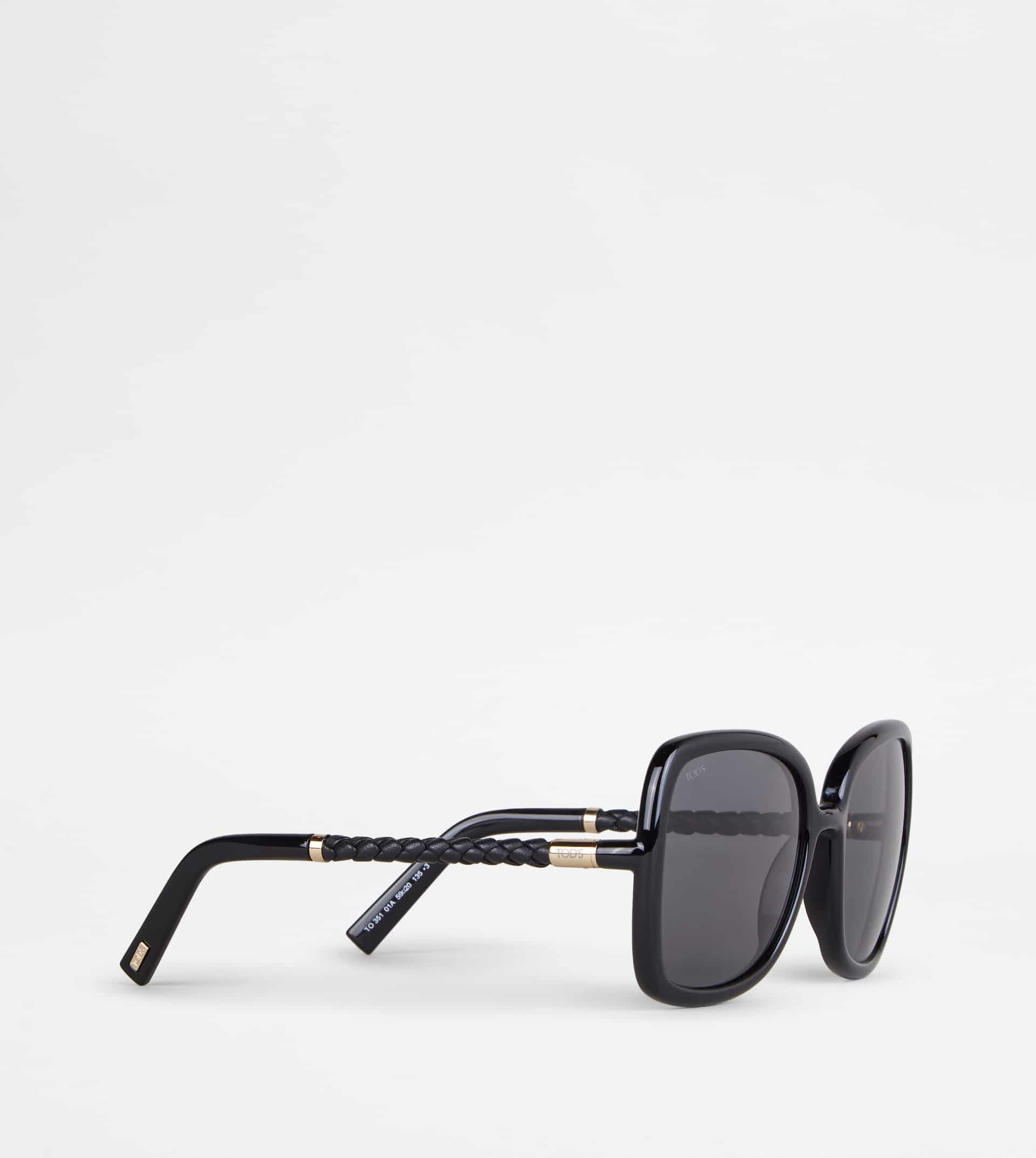 SUNGLASSES WITH TEMPLE IN LEATHER - BLACK - 3