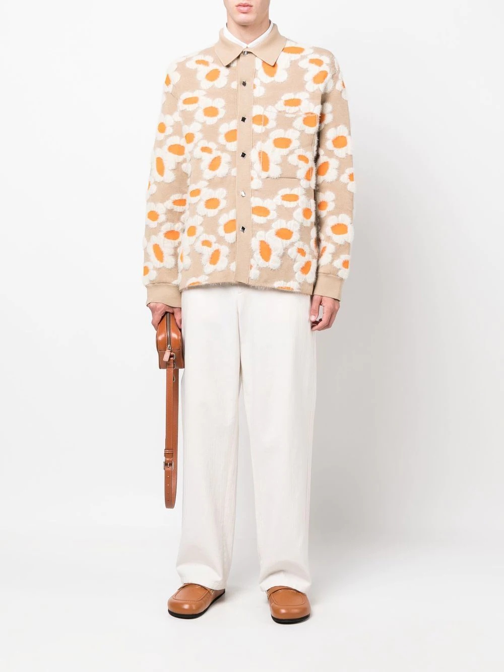 floral-print knitted jacket - 3