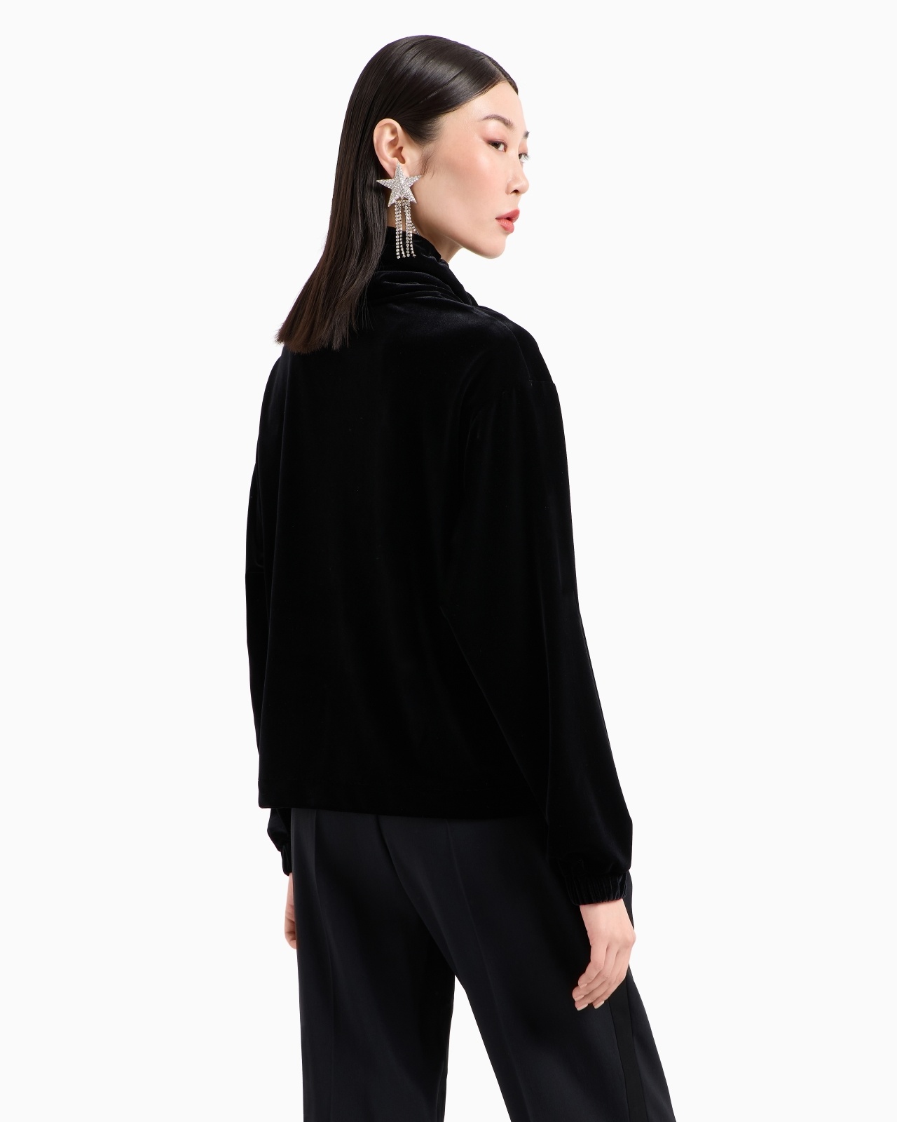 MOCK-NECK SWEATSHIRT IN CHENILLE WITH MOON AND STARS RHINESTONE LOGO - 3