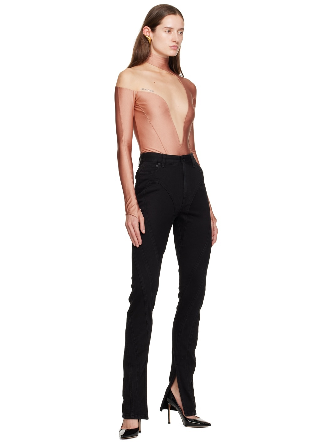 Pink Asymmetric Illusion Bodysuit - 5