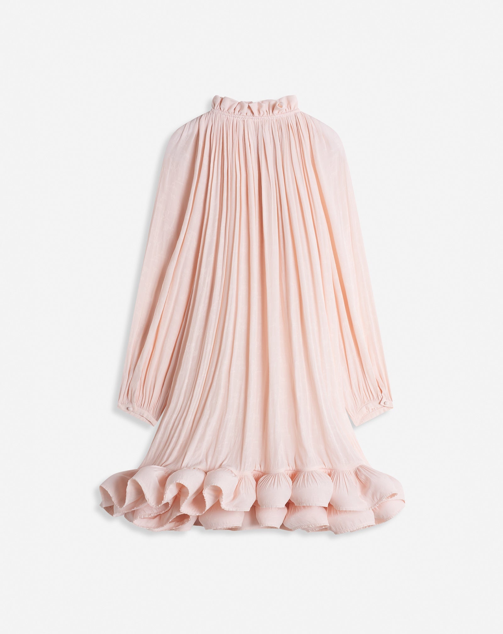 SHORT JACQUARD CHARMEUSE DRESS WITH LONG SLEEVES - 2