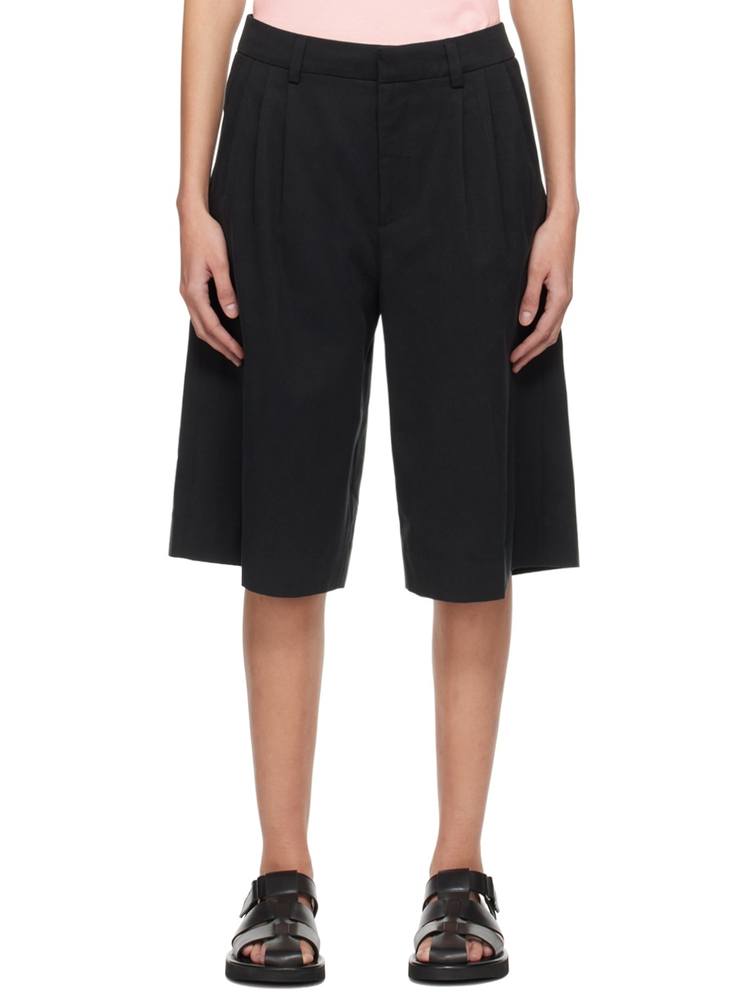 Black Lino Shorts - 1