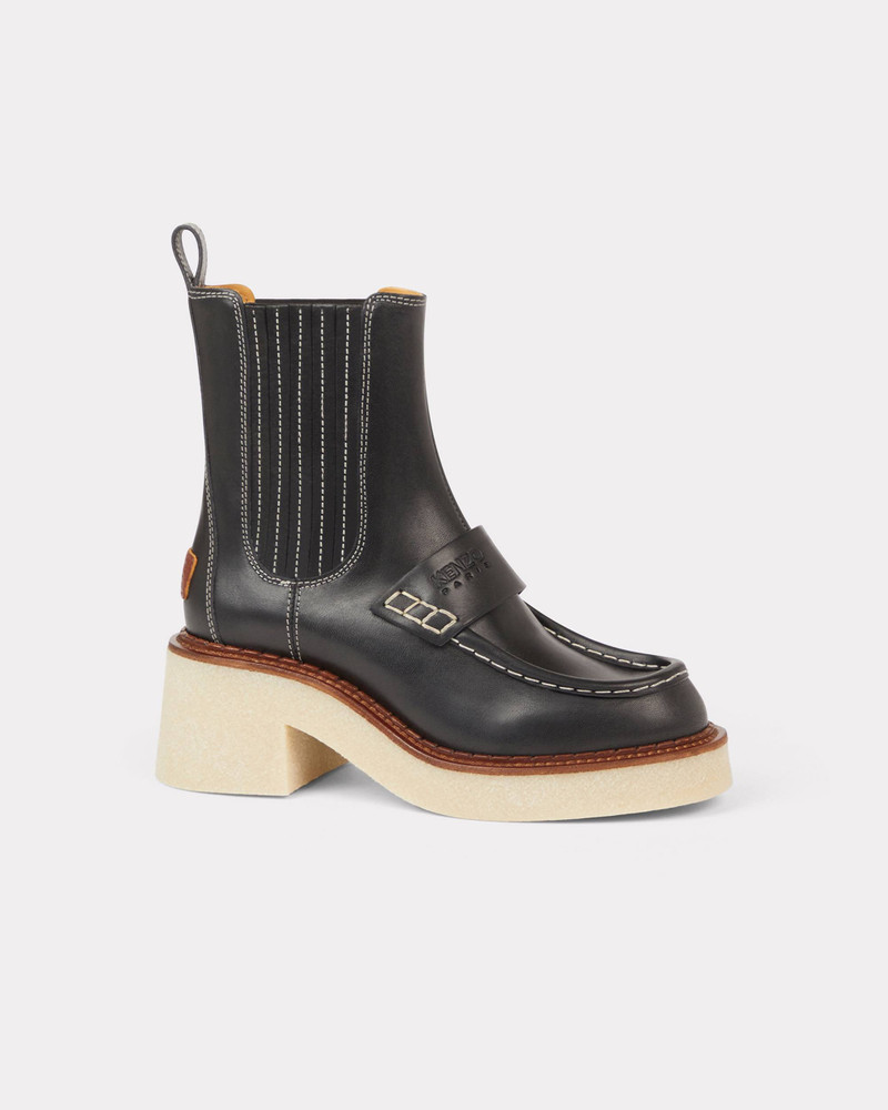 Vegetable-tanned leather KENZOYAMA heeled Chelsea boots 1