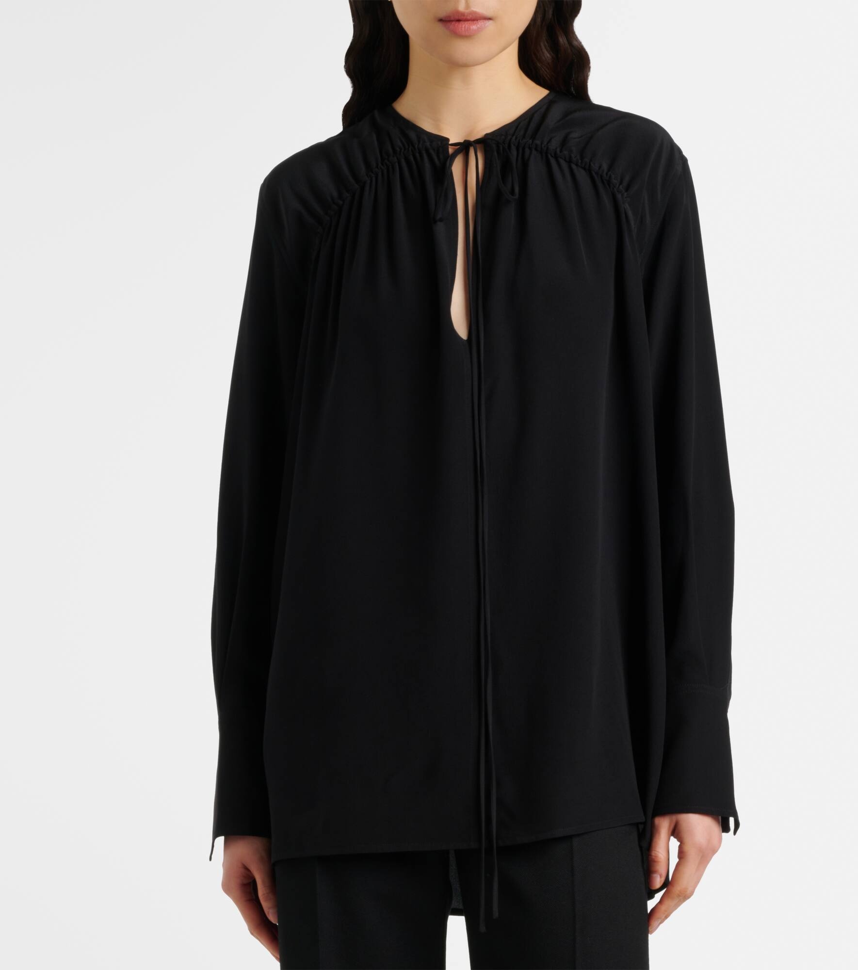 Silk tie-neck blouse - 6