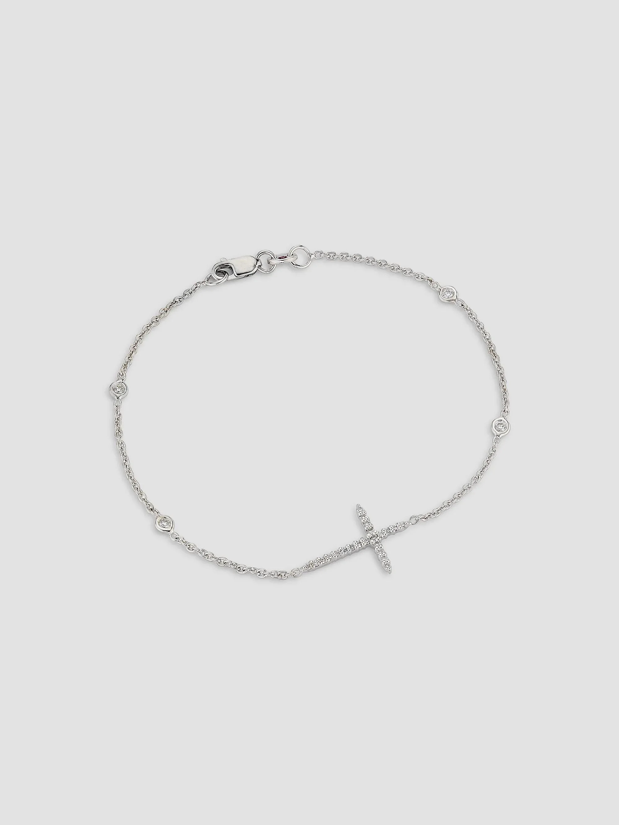 Women's Tiny Treasures Side Cross 18K White Gold, Ruby & 0.18 TCW Diamond Bracelet - White Gold - 1
