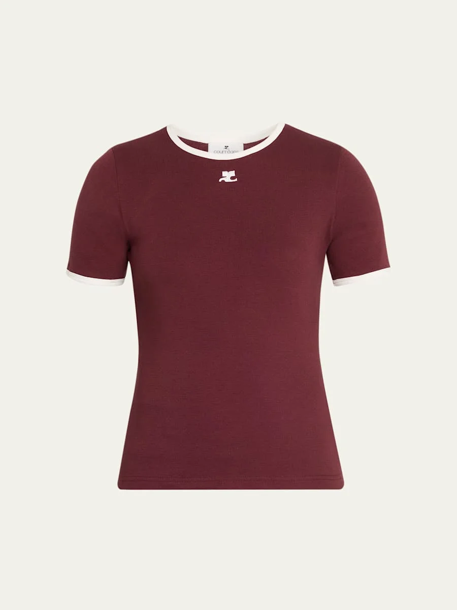 Contrast Trim Short-Sleeve T-Shirt - 1