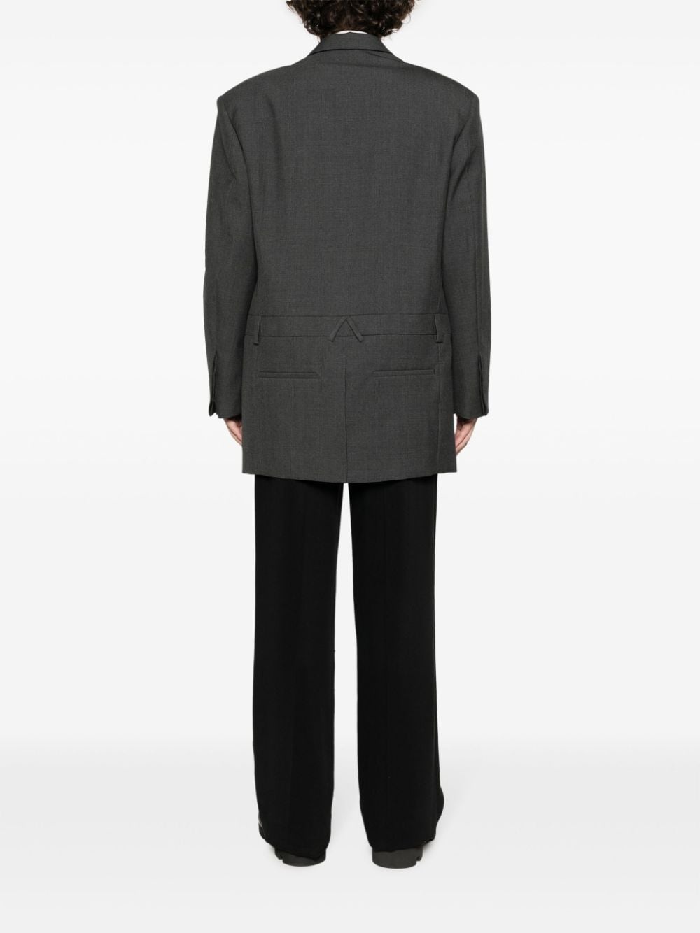 belted-detail virgin-wool blazer - 5