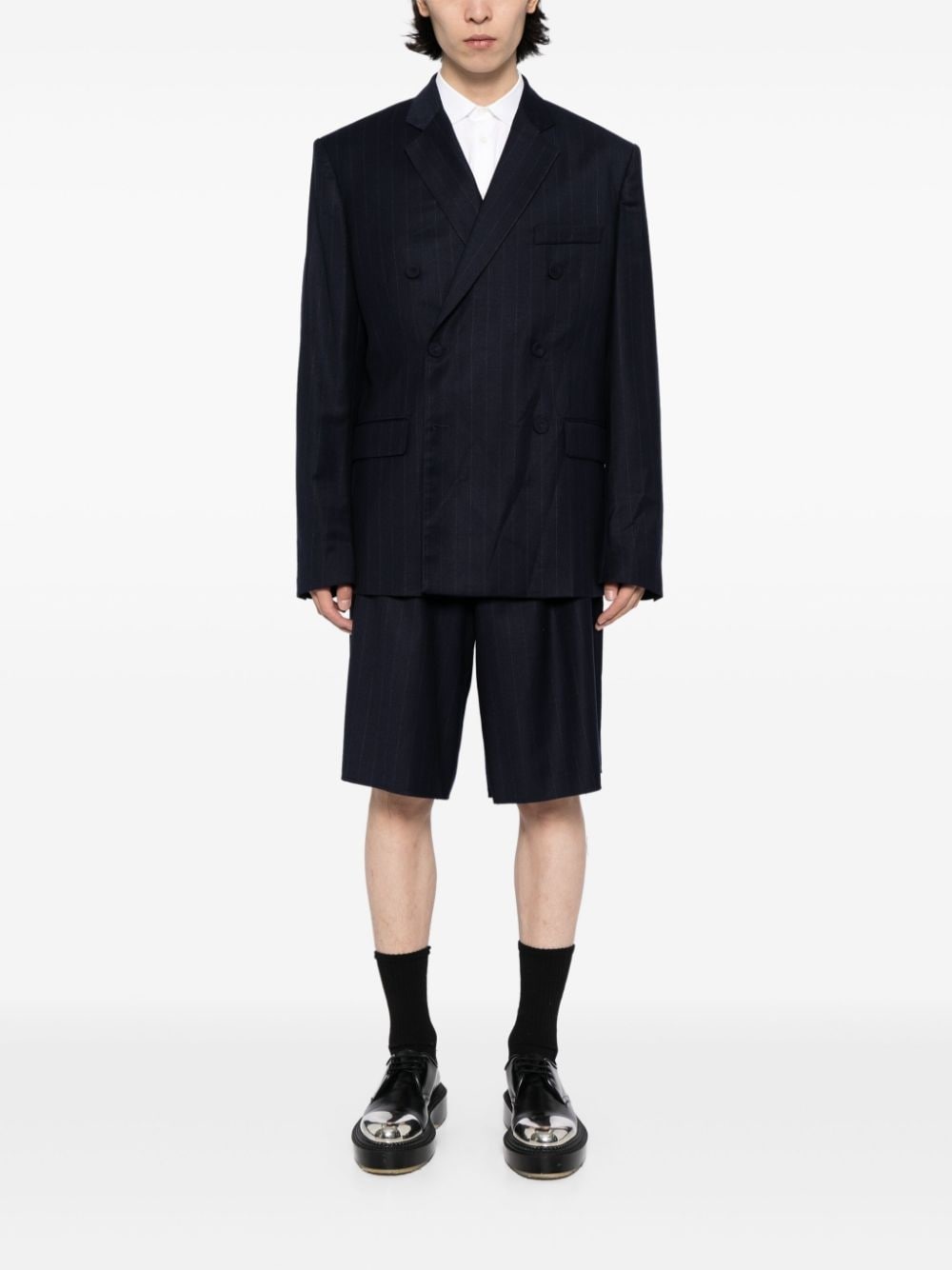 single-breasted virgin wool-blend blazer - 2
