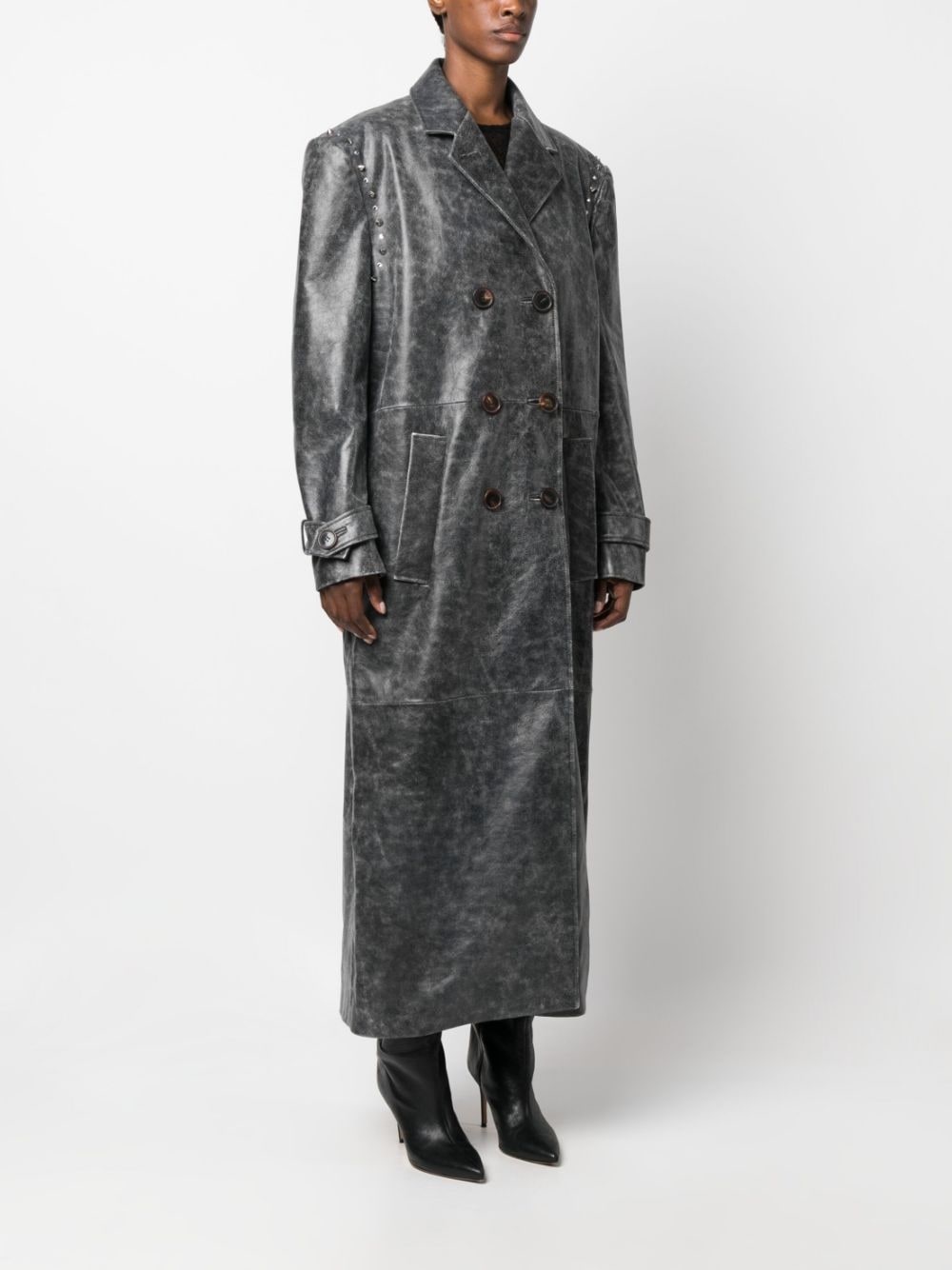 stud-embellished double-breasted coat - 3
